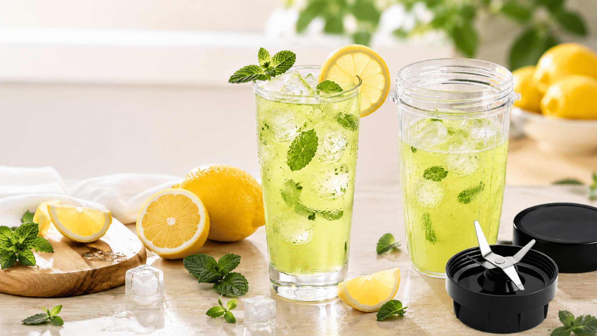 Lemon Mint Cooler with Bullet Jar - Quick Summer Drink - Twin Palmyra