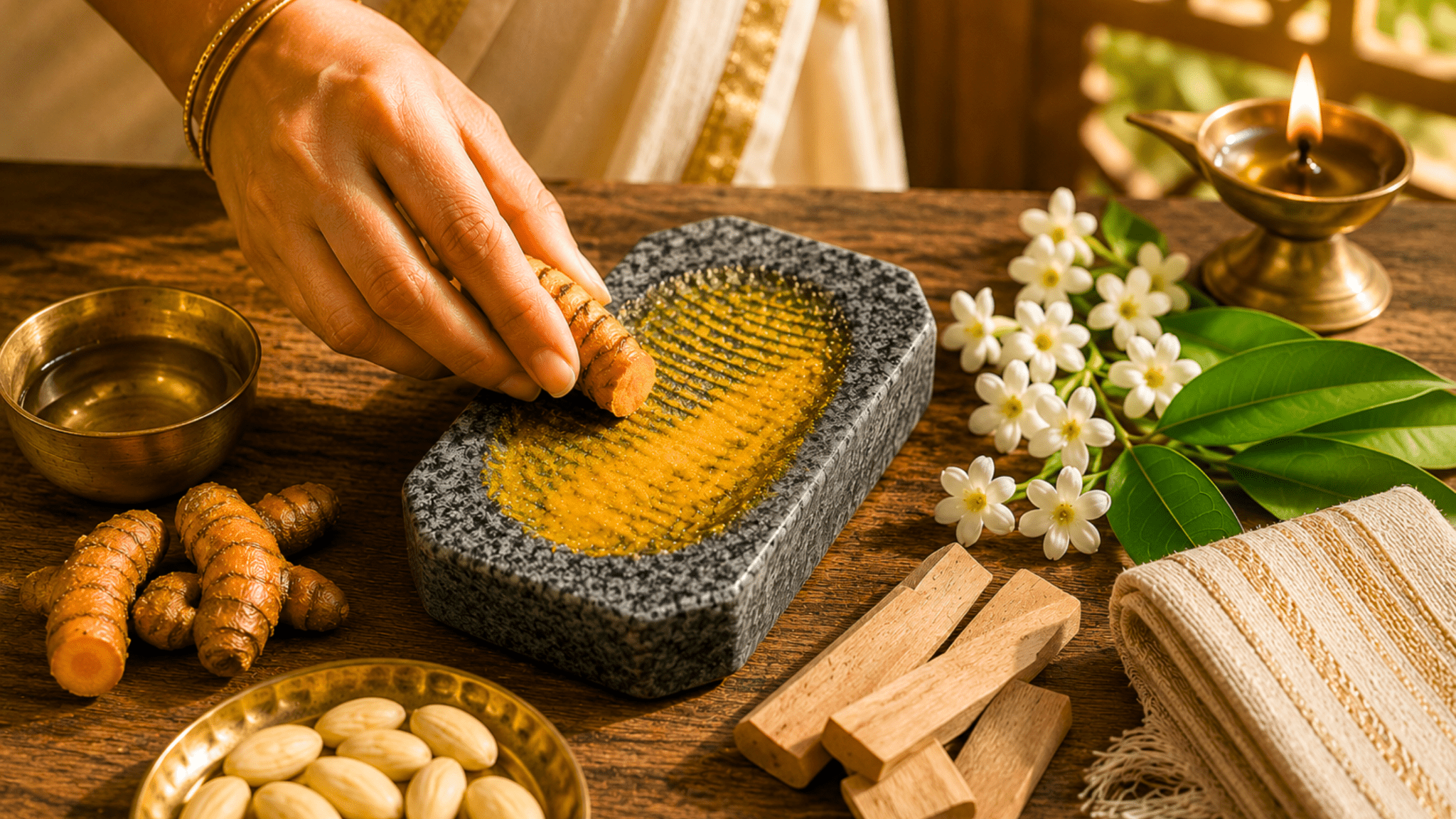How to Use a Rubbing Stone (Manjal Kal) — Traditional Indian Stone Grinding Guide - Twin Palmyra