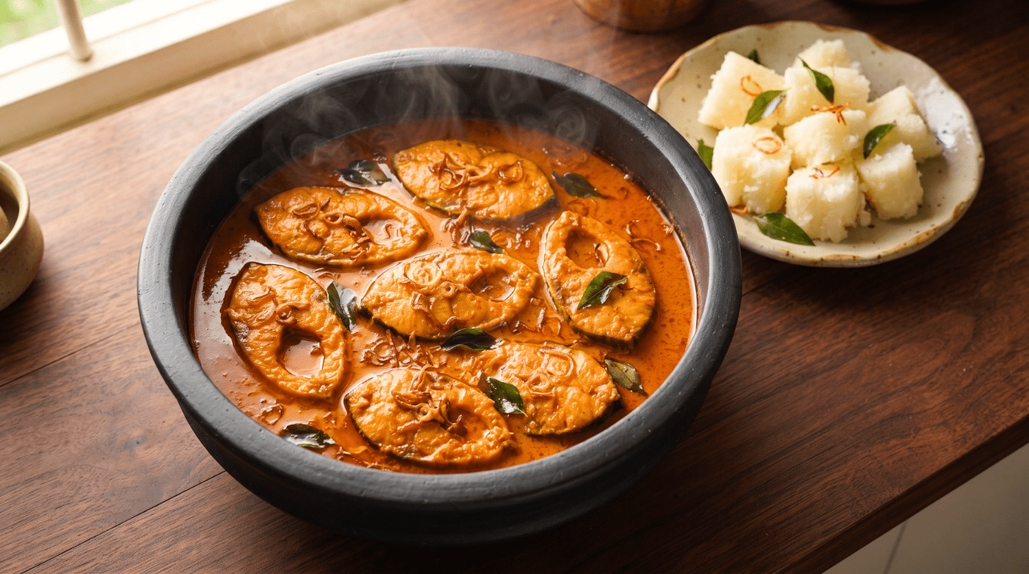 King Fish Curry Recipe in a Twin Palmyra Meen Kulambu Satti - Twin Palmyra