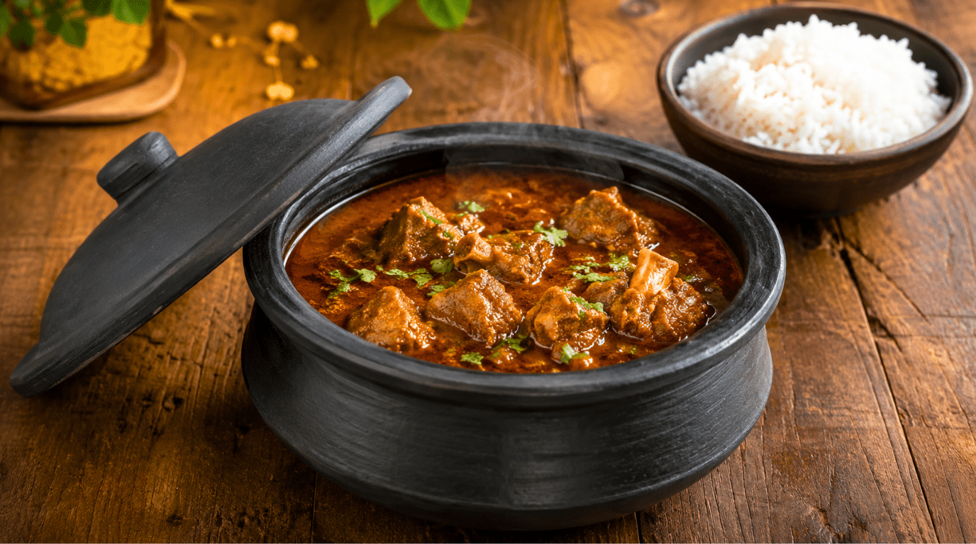 Mutton Kuzhambu Recipe in a Twin Palmyra Clay Pot - Twin Palmyra
