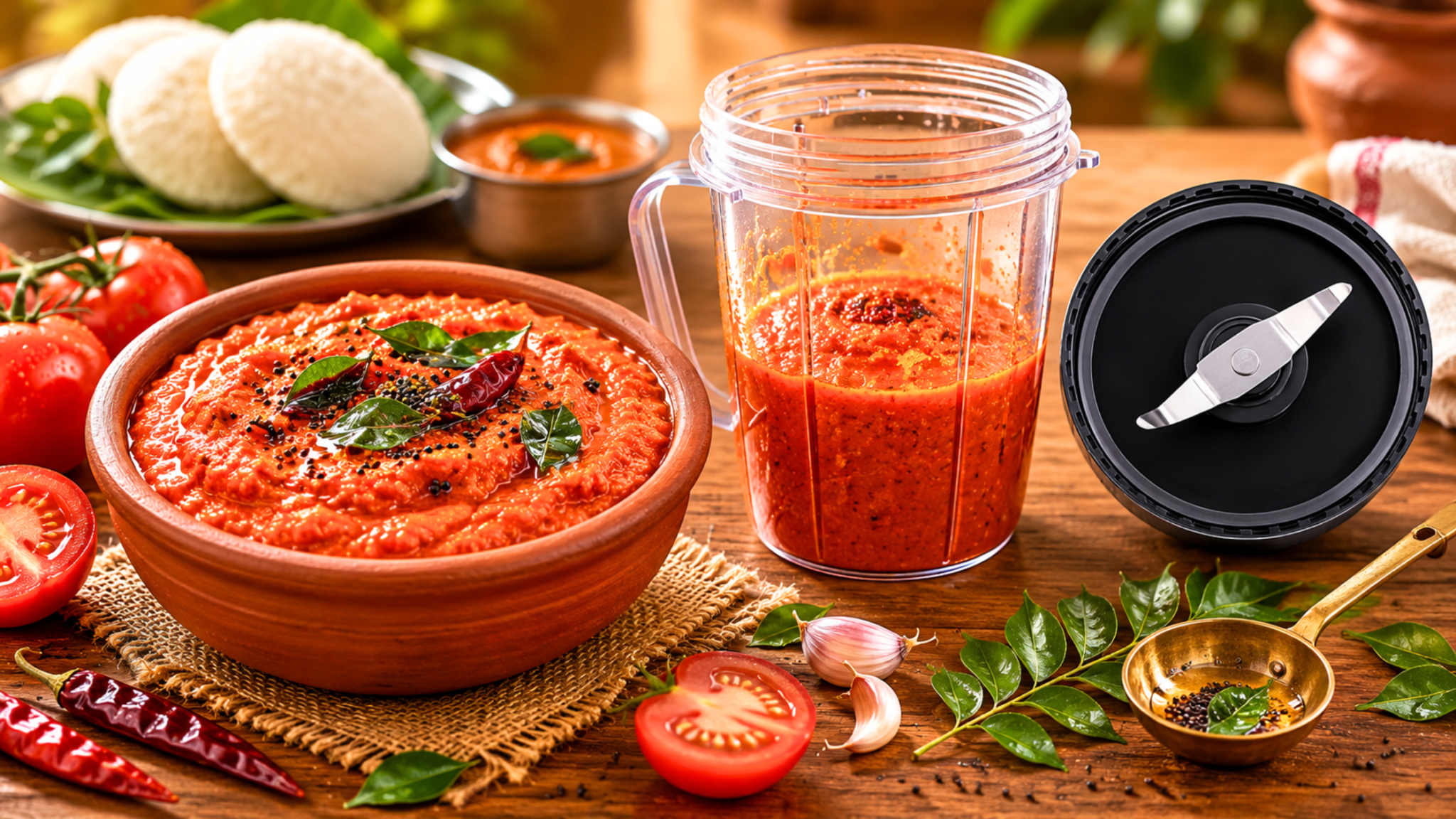 Quick Tomato Chutney with Bullet Jar - Twin Palmyra