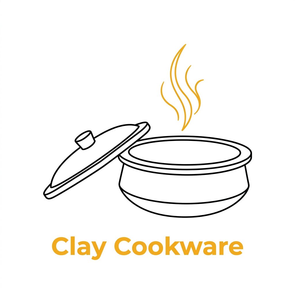 Handmade terracotta clay cookware collection — clay kadai, biryani pots and curry pots