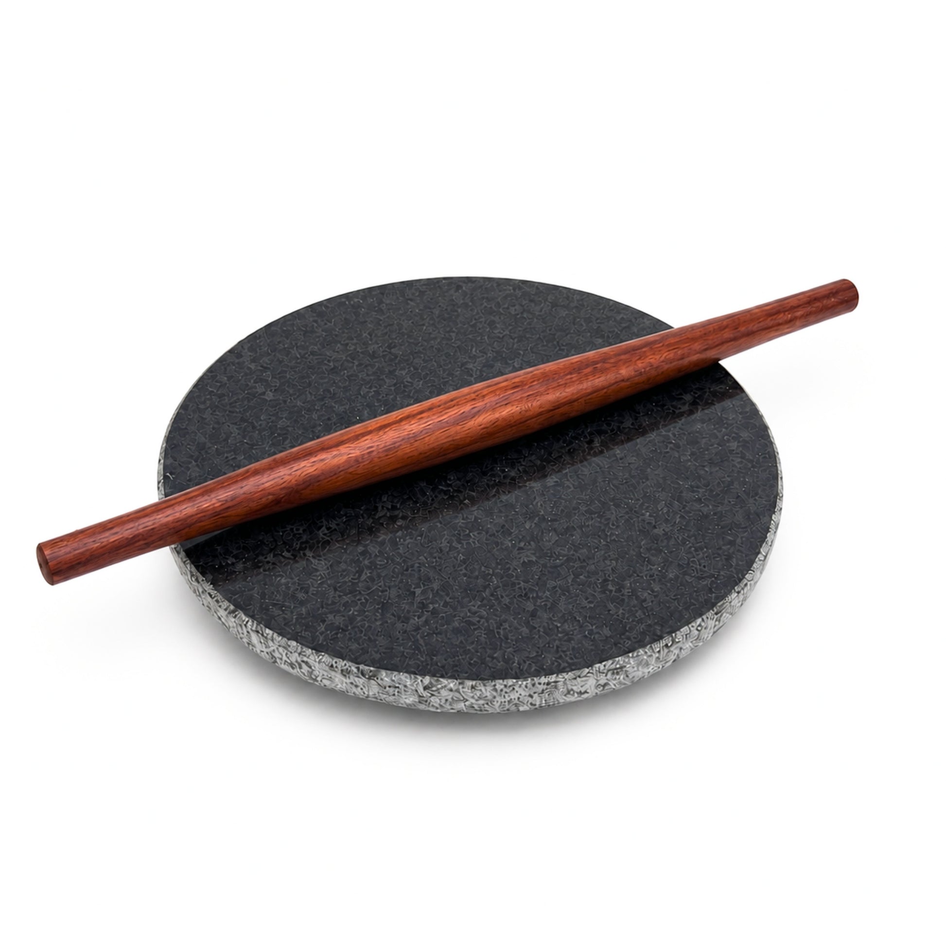 Black Granite Chakla Base & Wooden Gujarati Belan Set