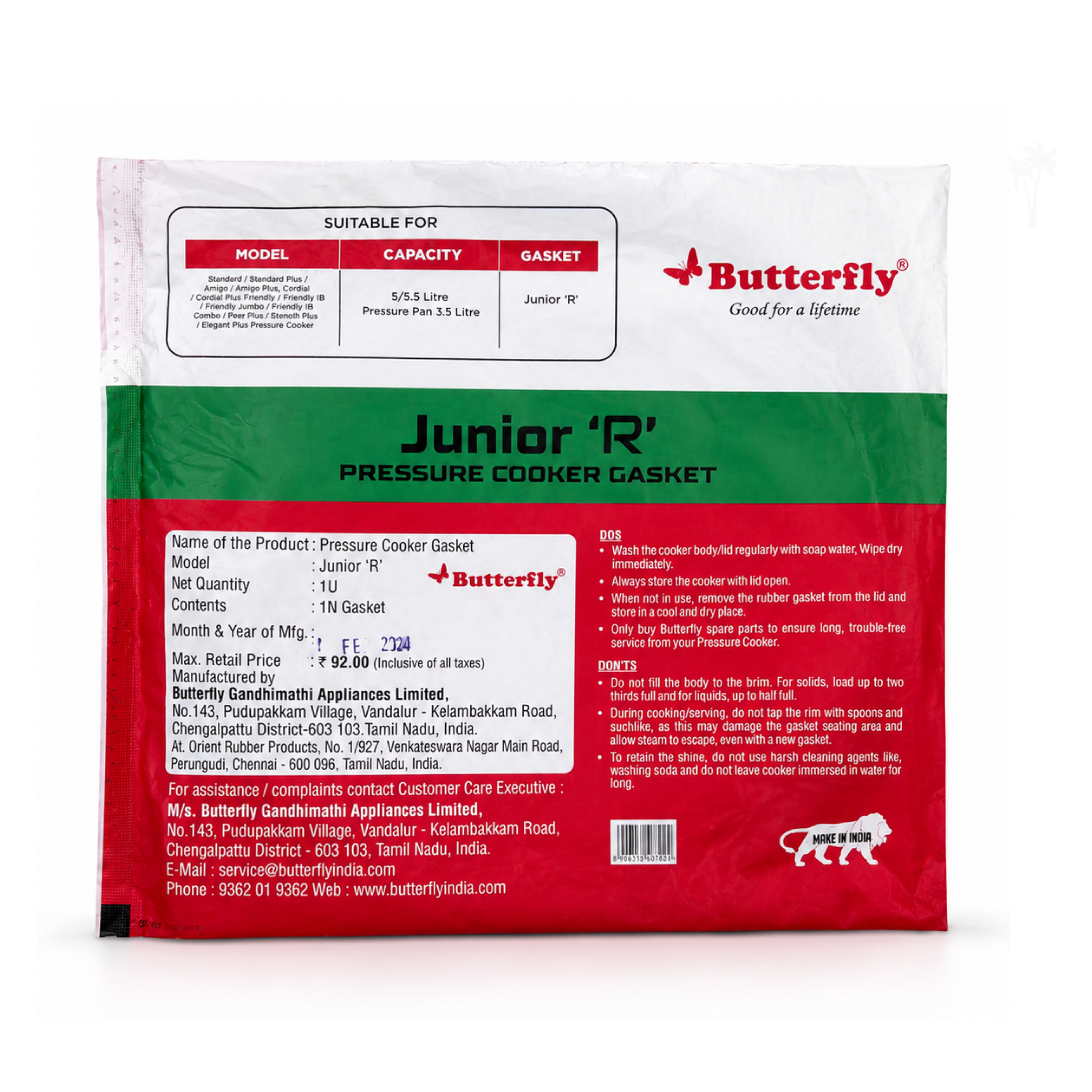 Butterfly Junior R Pressure Cooker Gasket – Rubber Sealing Ring