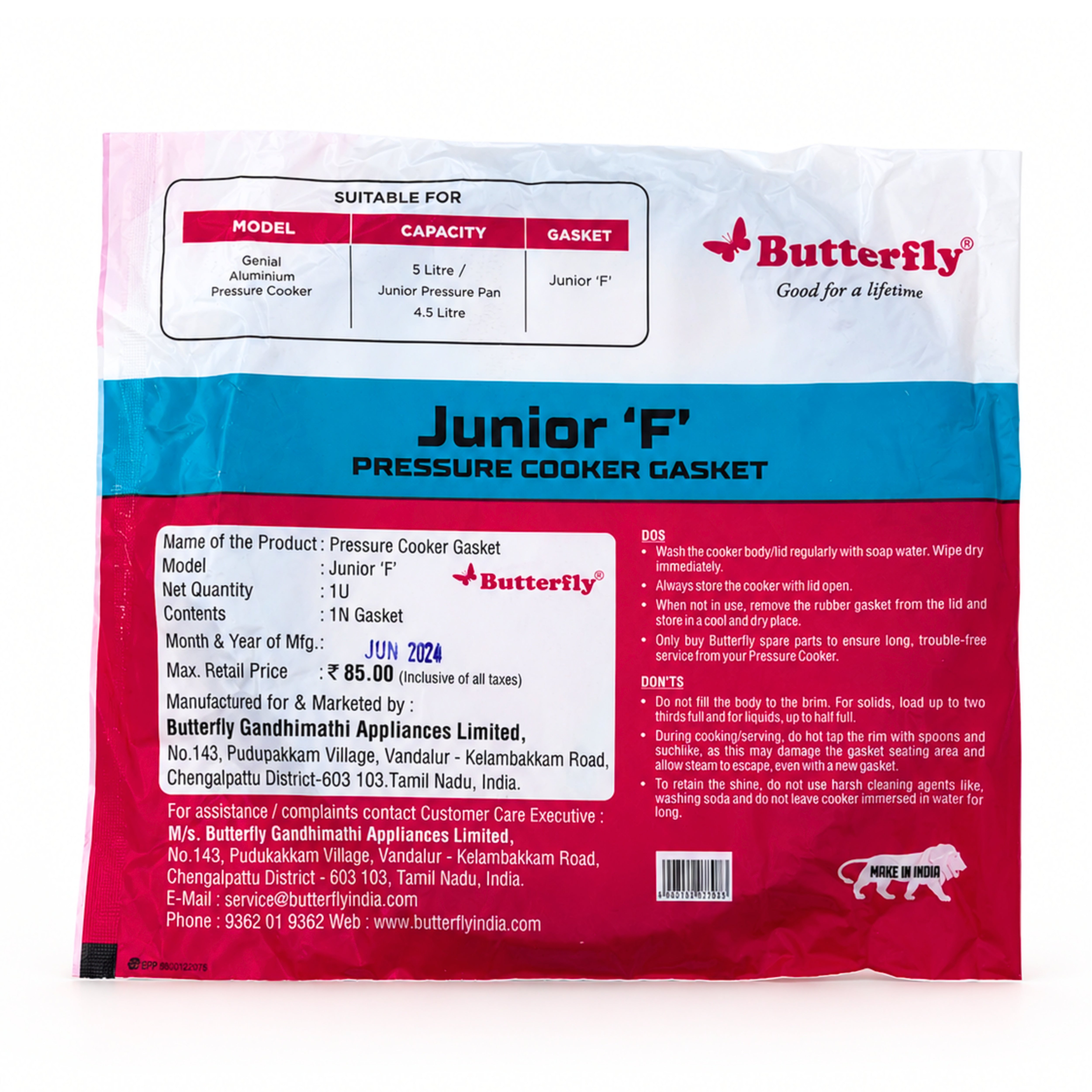 Butterfly Junior F Pressure Cooker Gasket – Rubber Sealing Ring