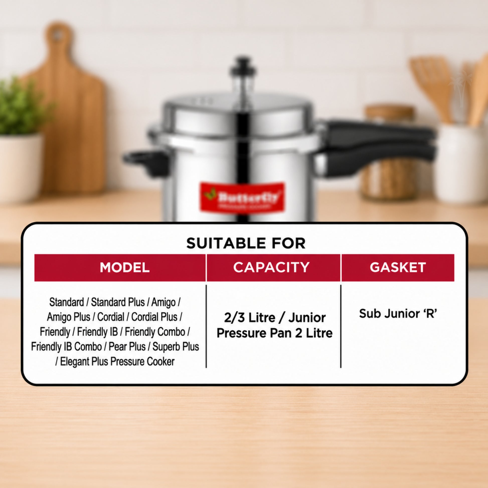 Butterfly Sub Junior R Pressure Cooker Gasket – Rubber Seal