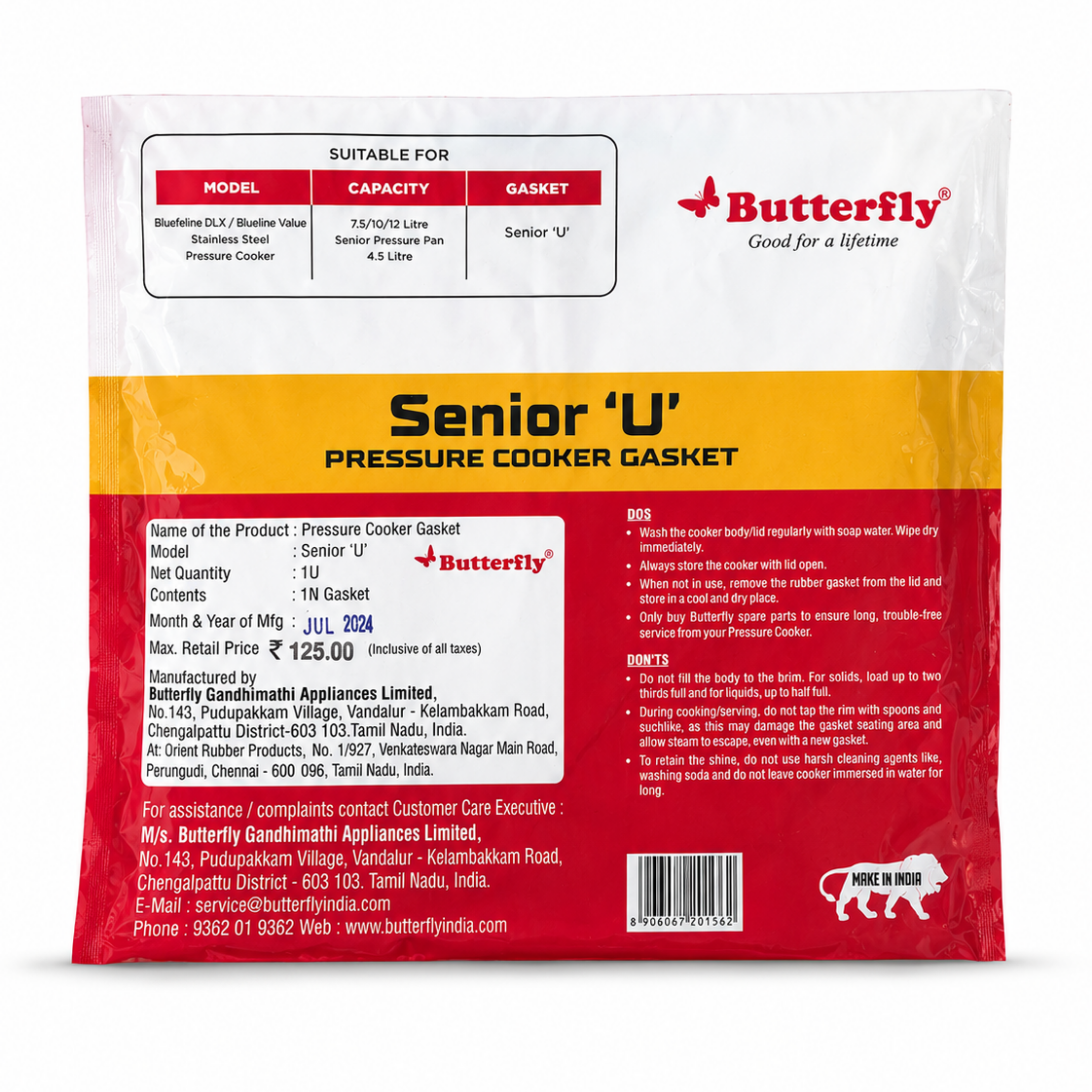 Butterfly Pressure Cooker Gasket – Senior U Model | Spare Part