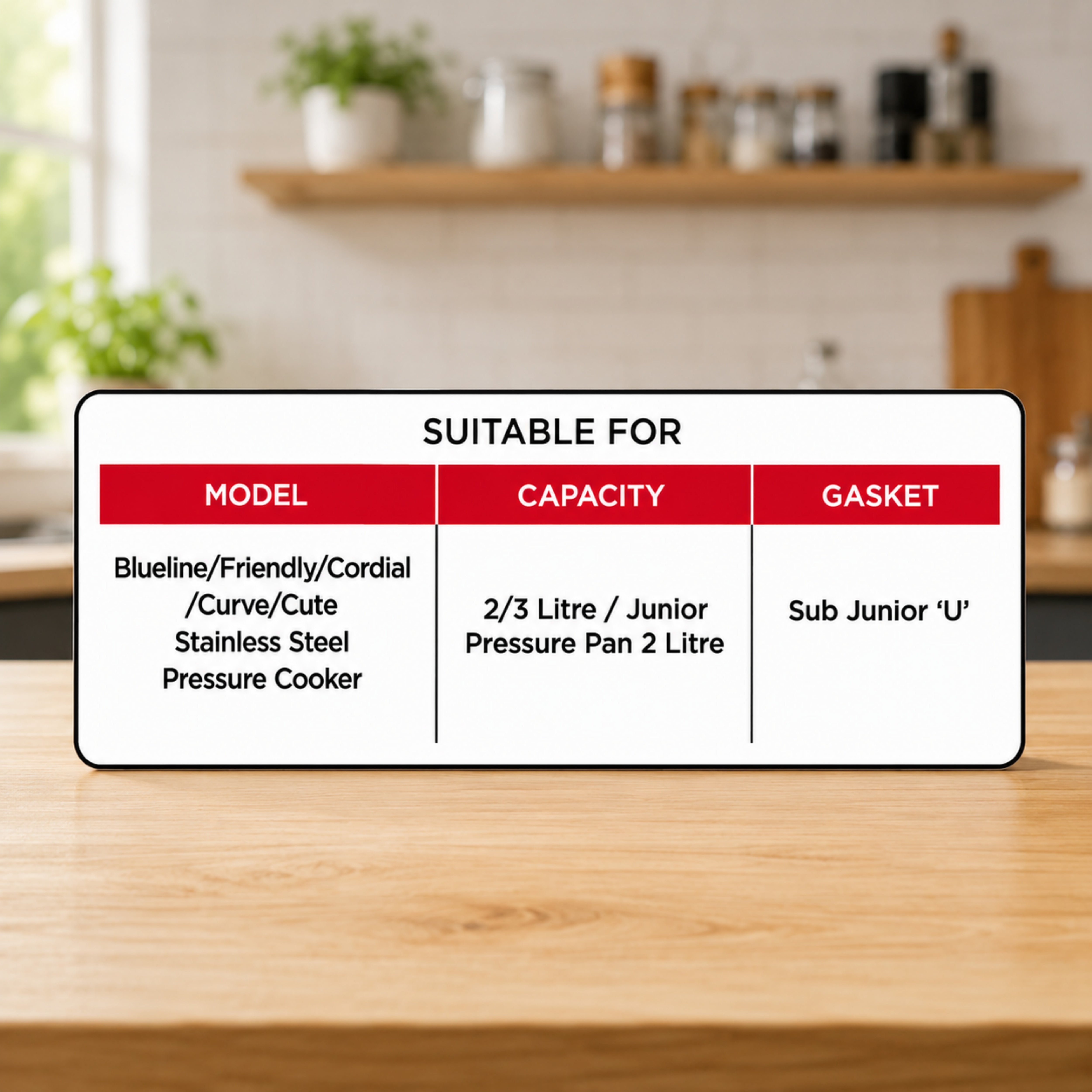 Butterfly Sub Junior U Pressure Cooker Gasket – Rubber Seal