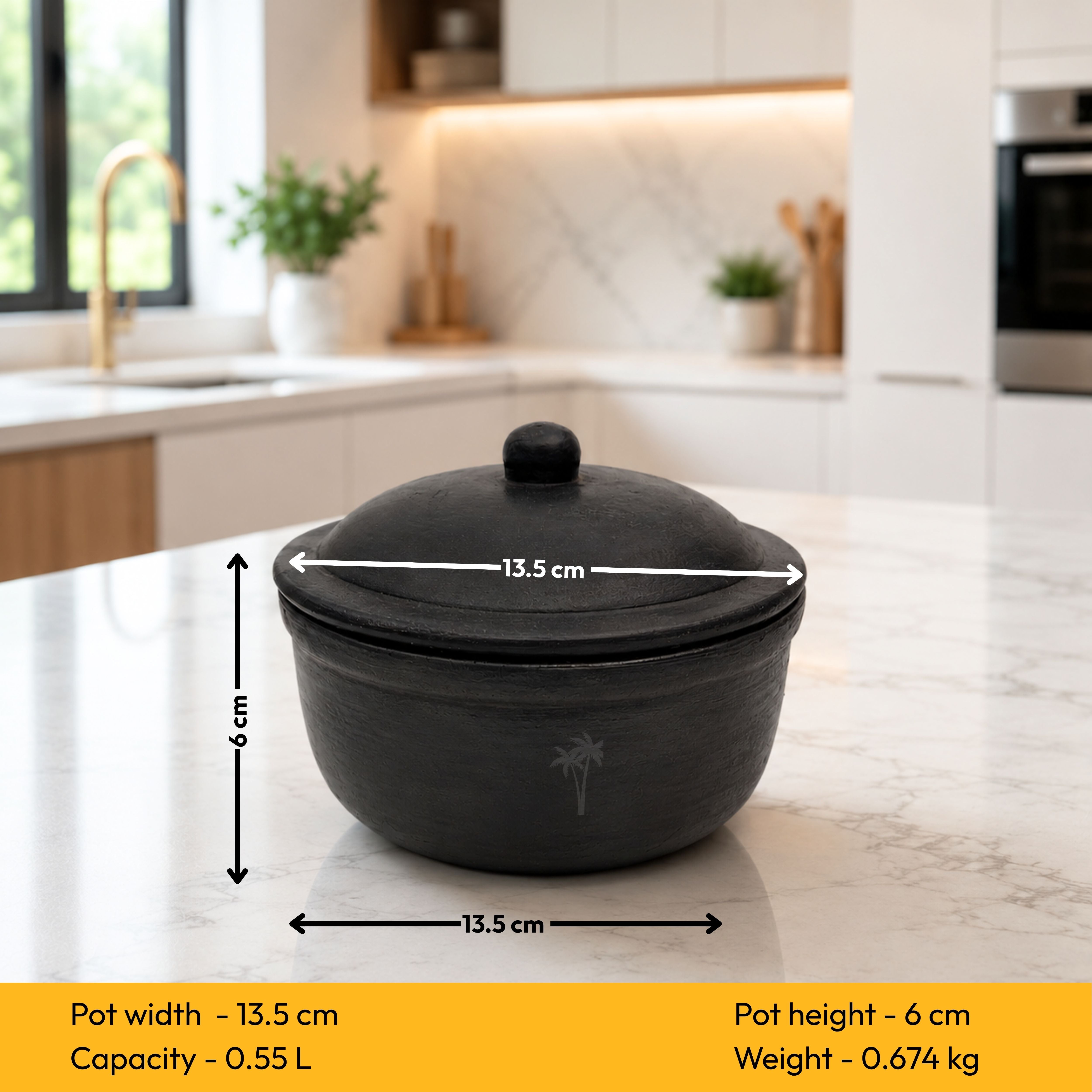 Clay Serving Pot Black – Handmade Terracotta with Lid