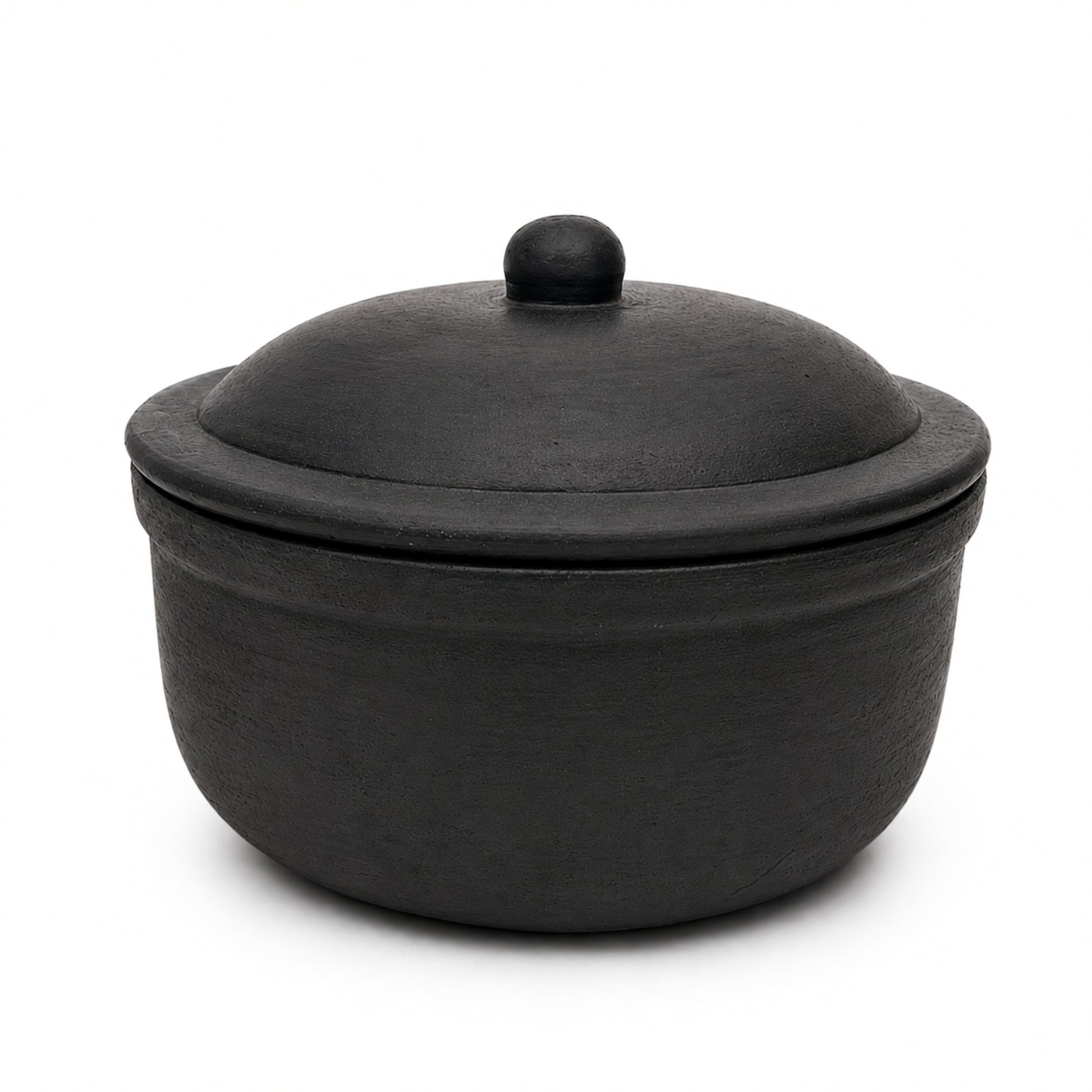 Clay Serving Pot Black – Handmade Terracotta with Lid