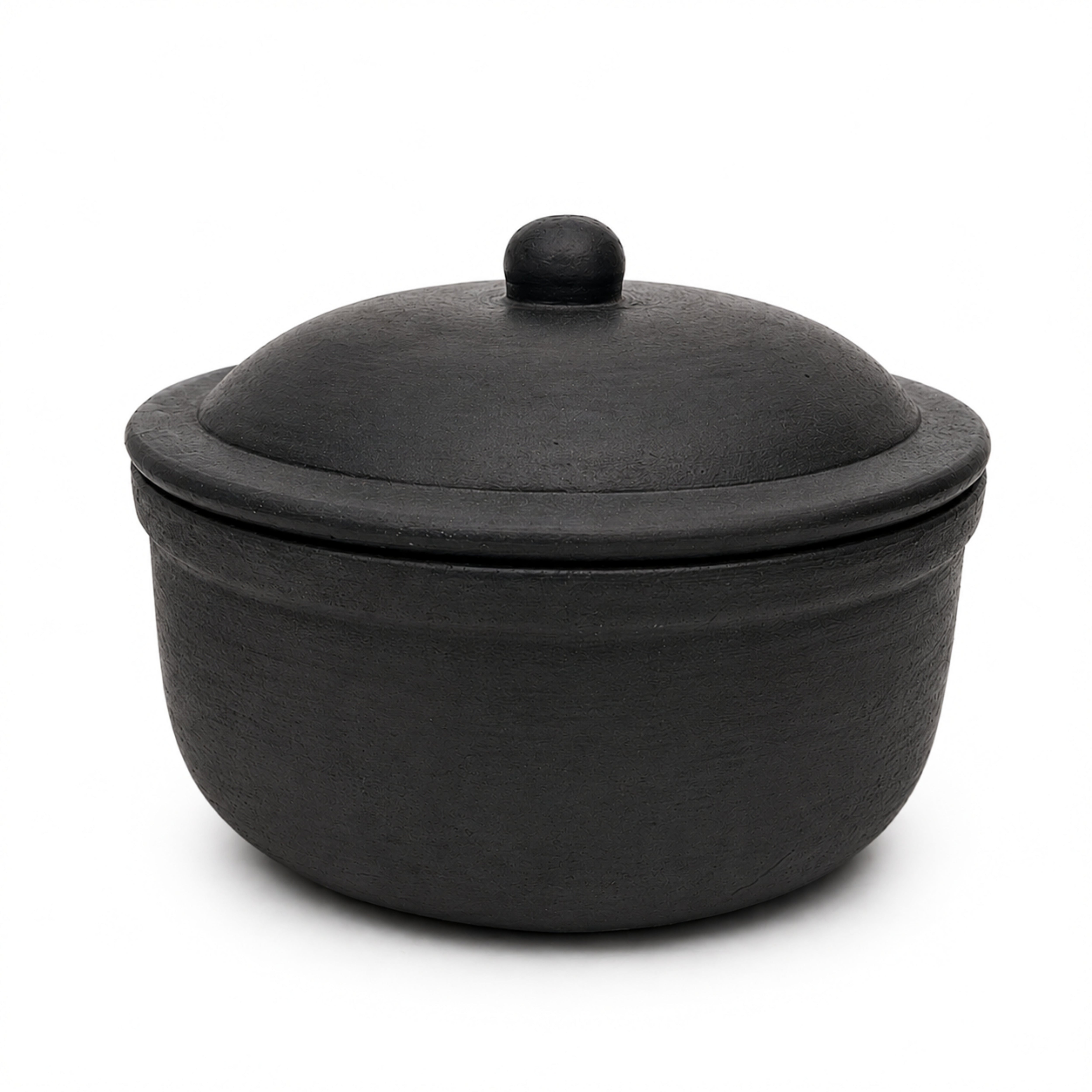 Clay Serving Pot Black – Handmade Terracotta with Lid