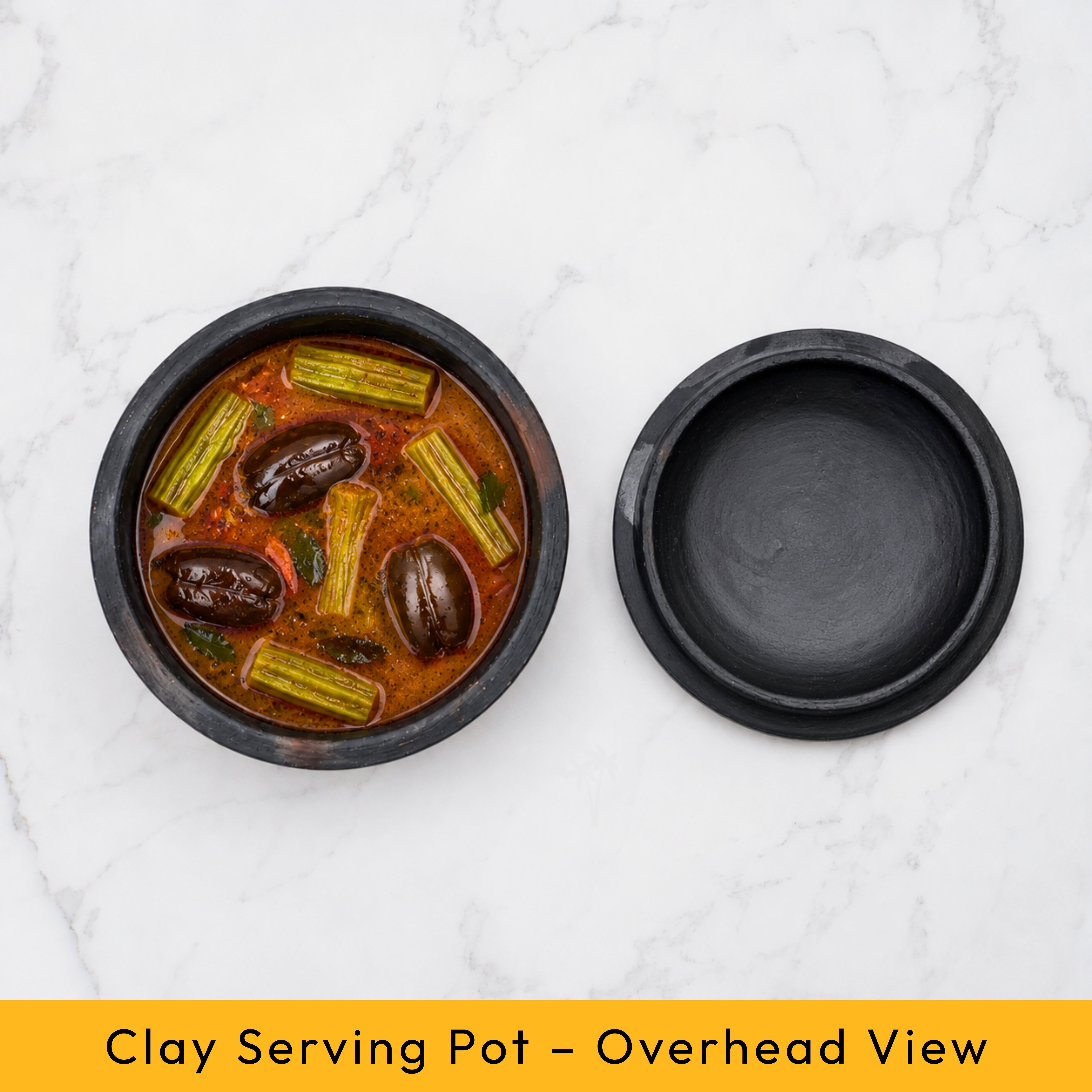 Clay Serving Pot Black – Handmade Terracotta with Lid