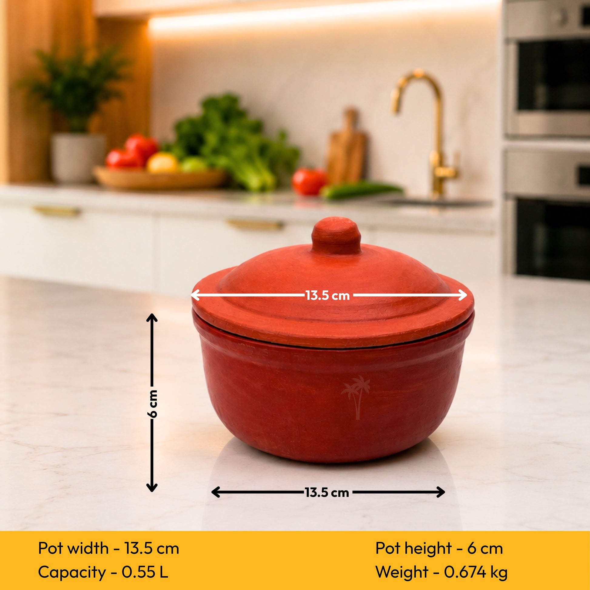 Clay Serving Pot Brown – Handmade Terracotta with Lid