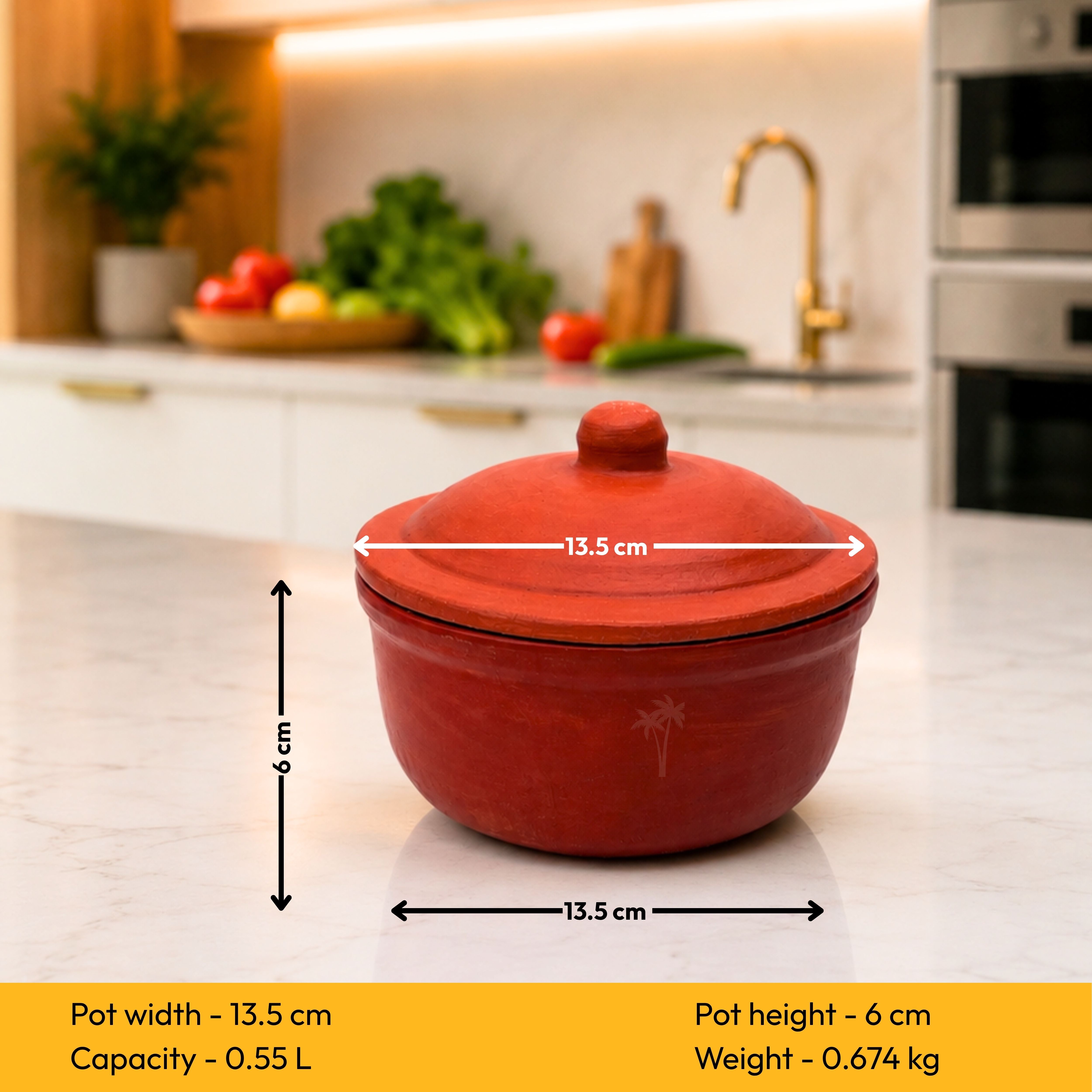 Clay Serving Pot Brown – Handmade Terracotta with Lid