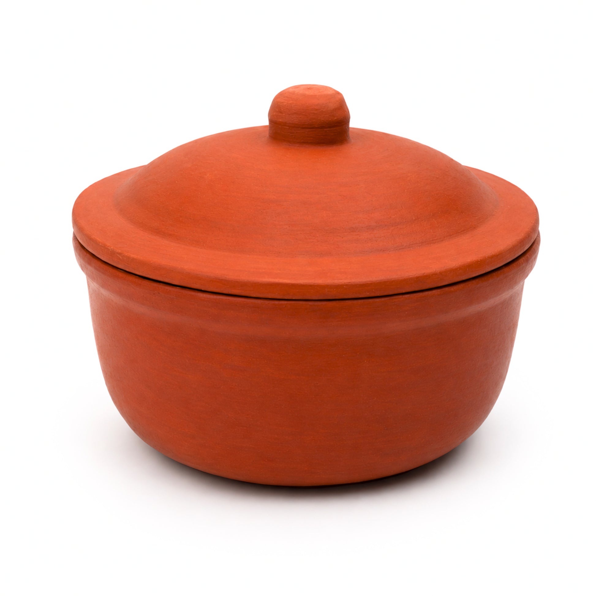 Clay Serving Pot Brown – Handmade Terracotta with Lid