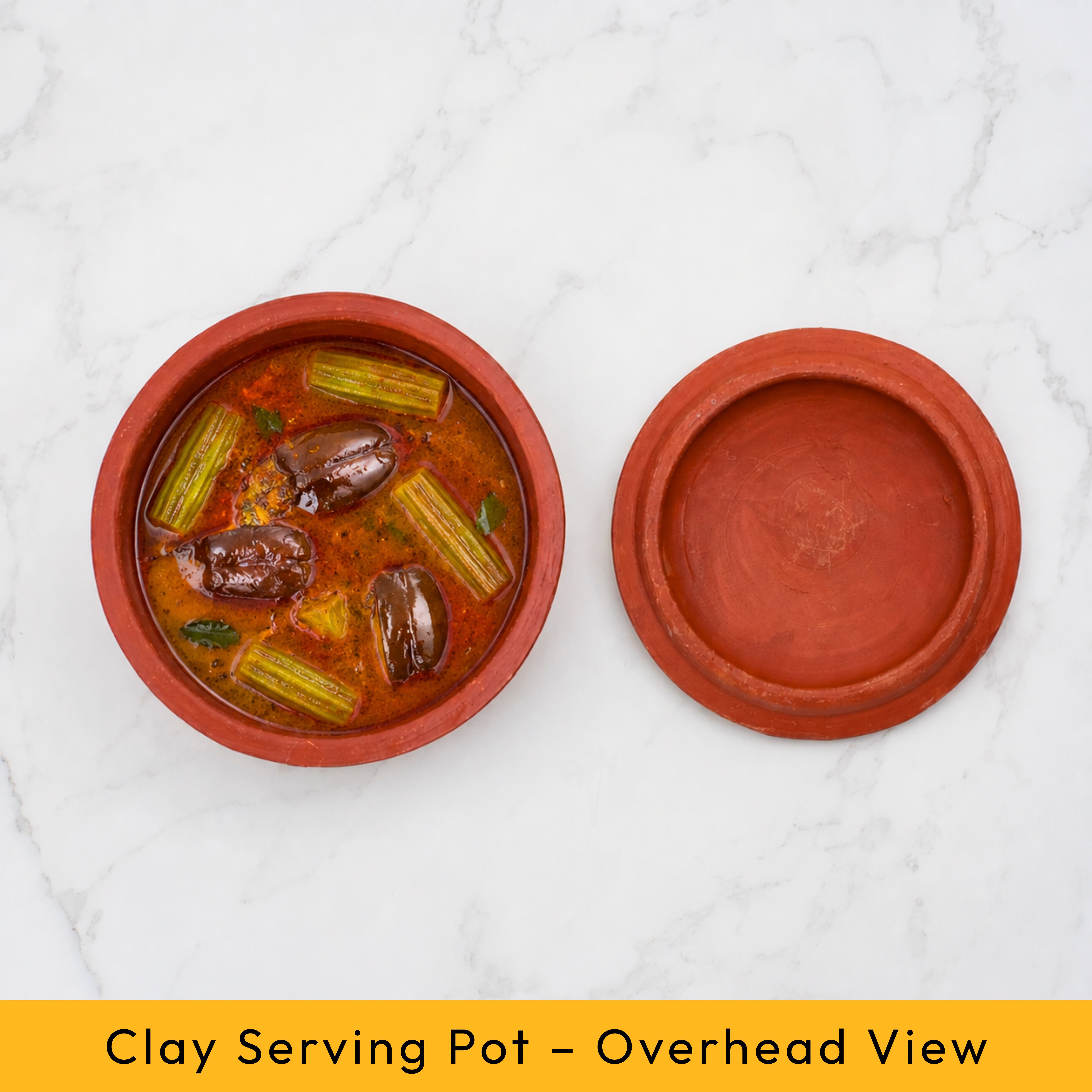 Clay Serving Pot Brown – Handmade Terracotta with Lid