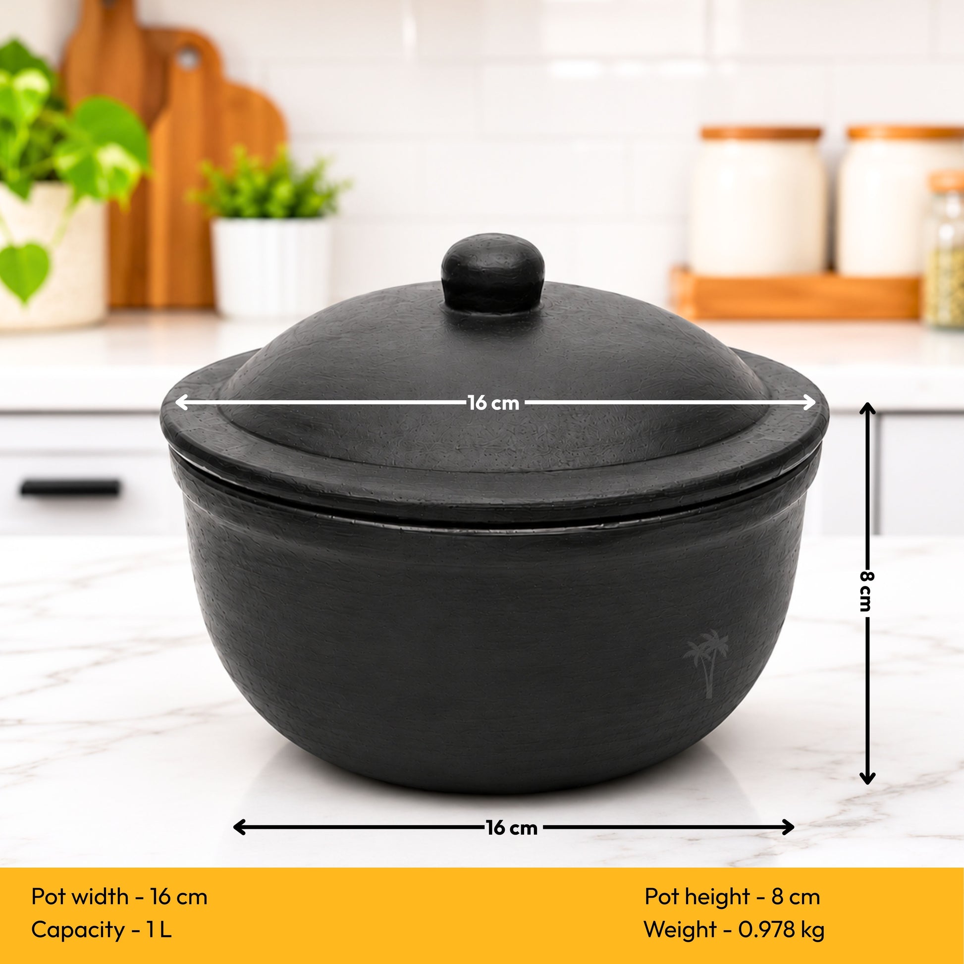 Clay Serving Pot Combo – Black Terracotta Set of 3 with Lids
