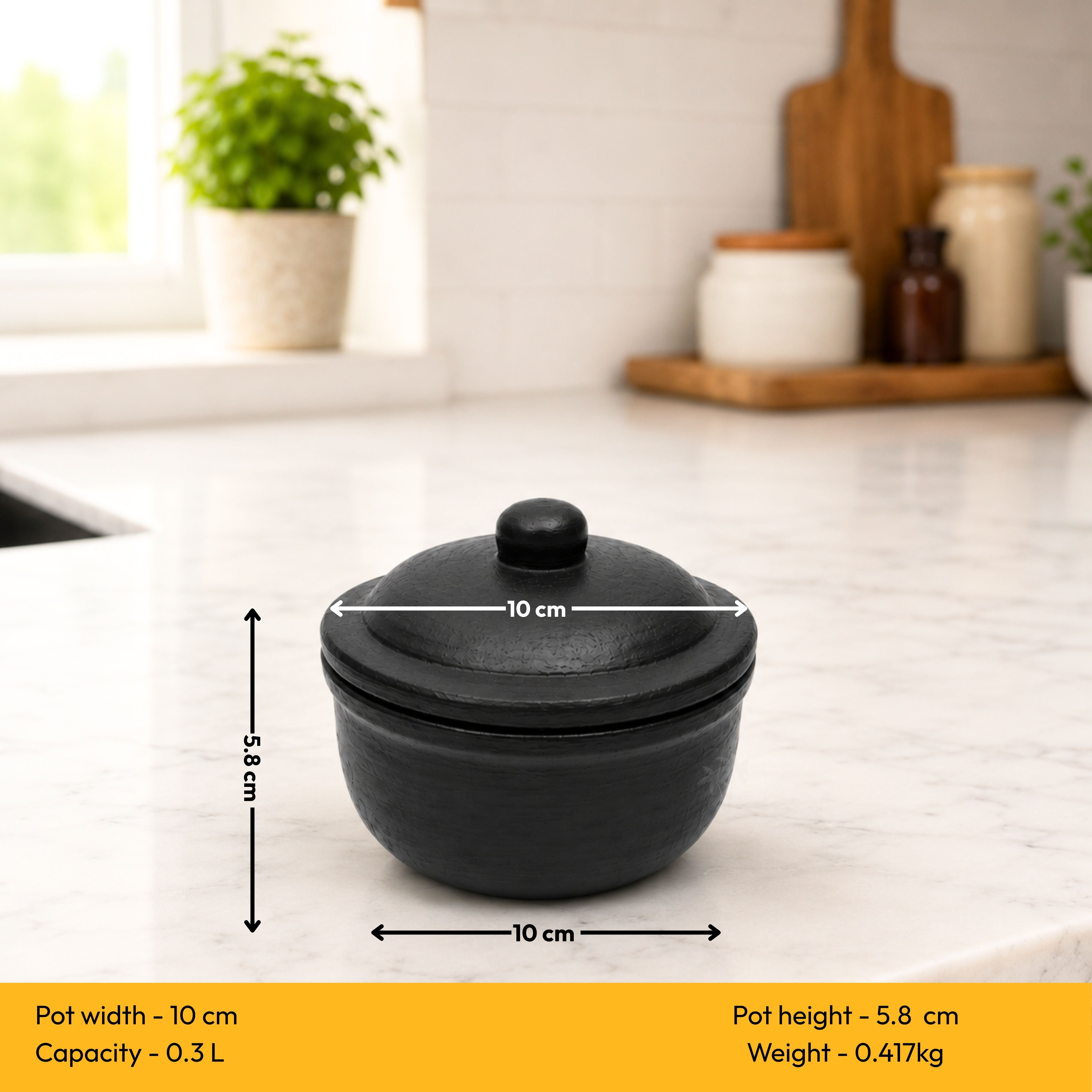 Clay Serving Pot Combo – Black Terracotta Set of 3 with Lids