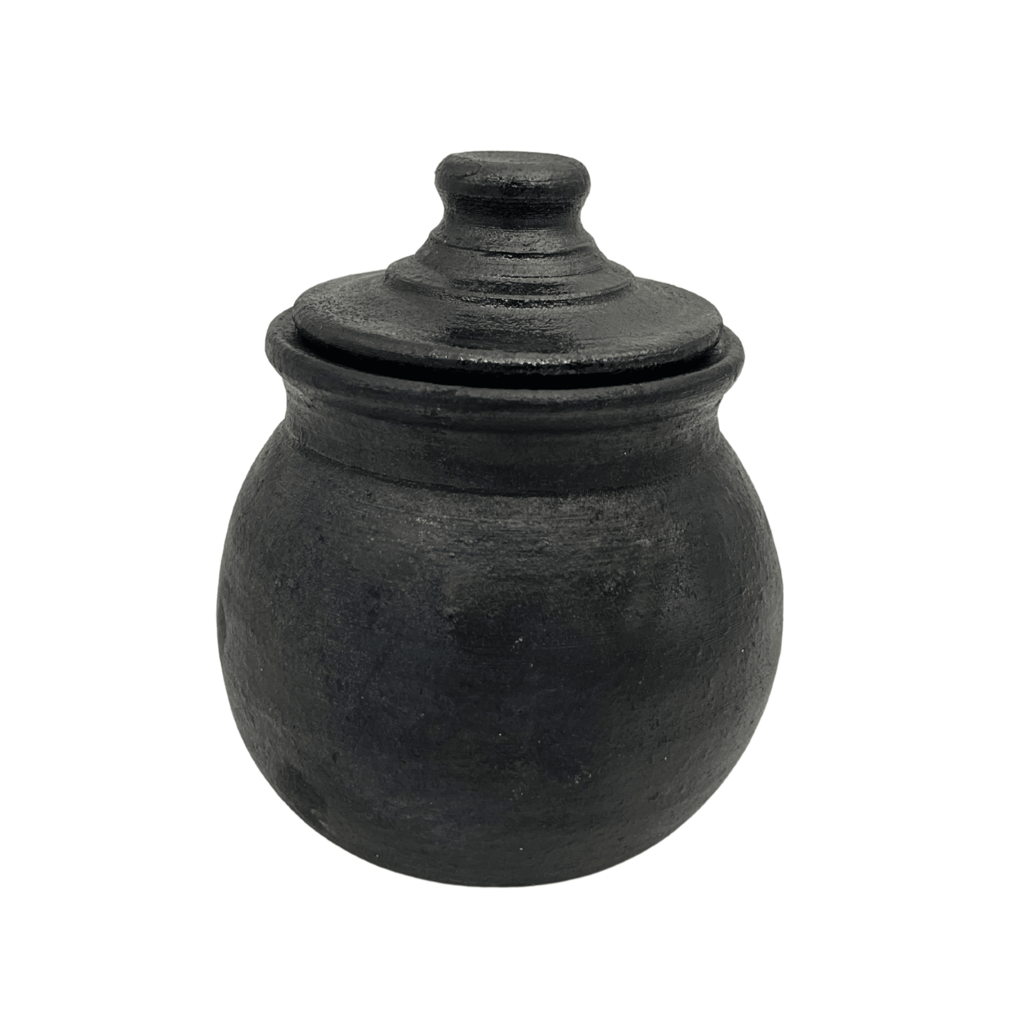 Curd Pot with Lid | Thayir Satti | Clay Cookware | Black - Twin Palmyra