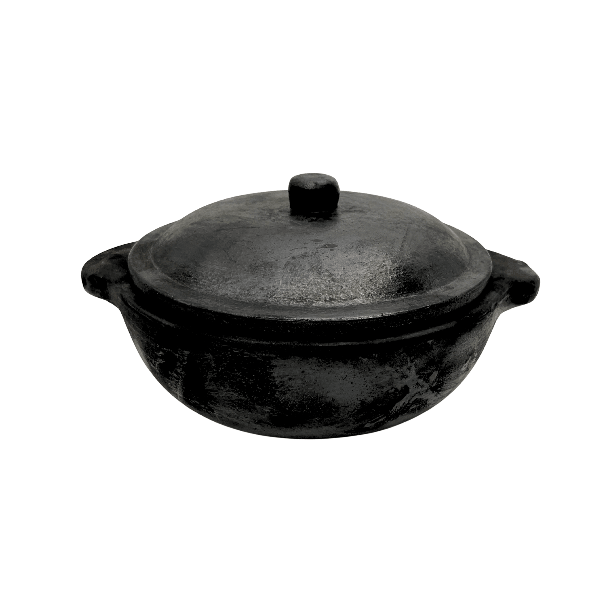 Flat Kadai with LID| Clay Cookware | Black - Twin Palmyra