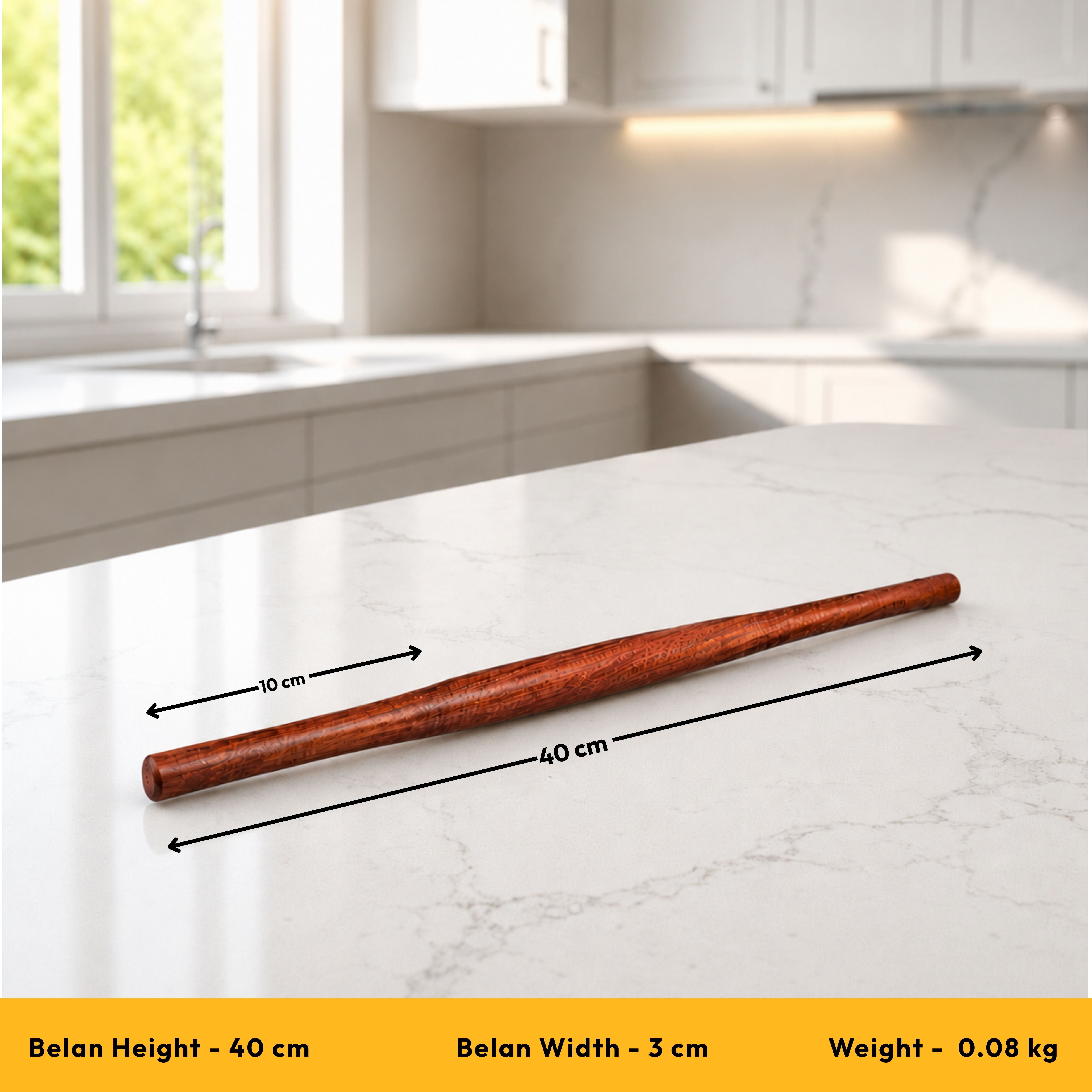 Traditional Wooden Rolling Pin – Gujarati Belan for Rotis