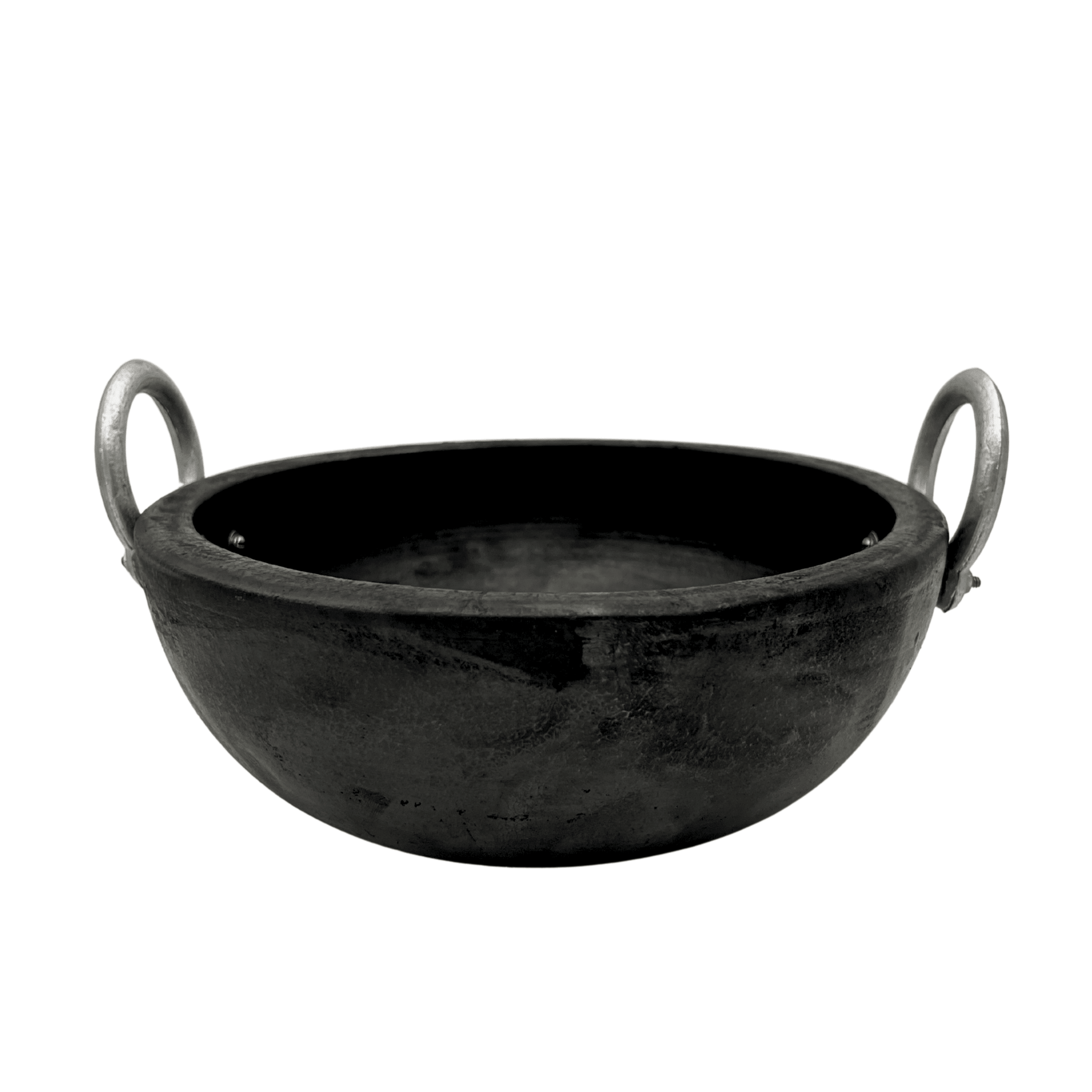 Kadai with Aluminium Handle | Clay Cookware | Black