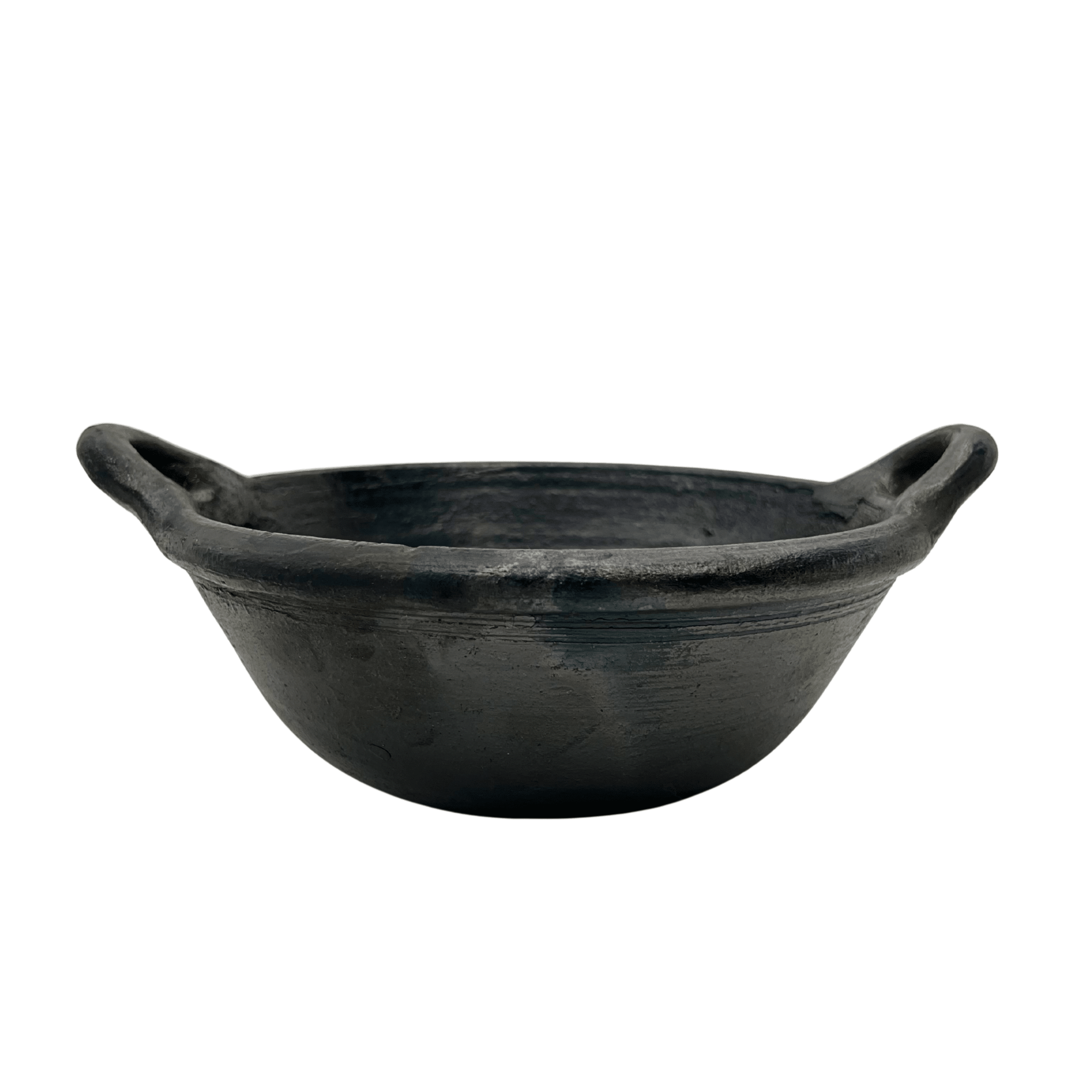 Kadai with Clay Handle - 21 cm | Clay cookware | Black