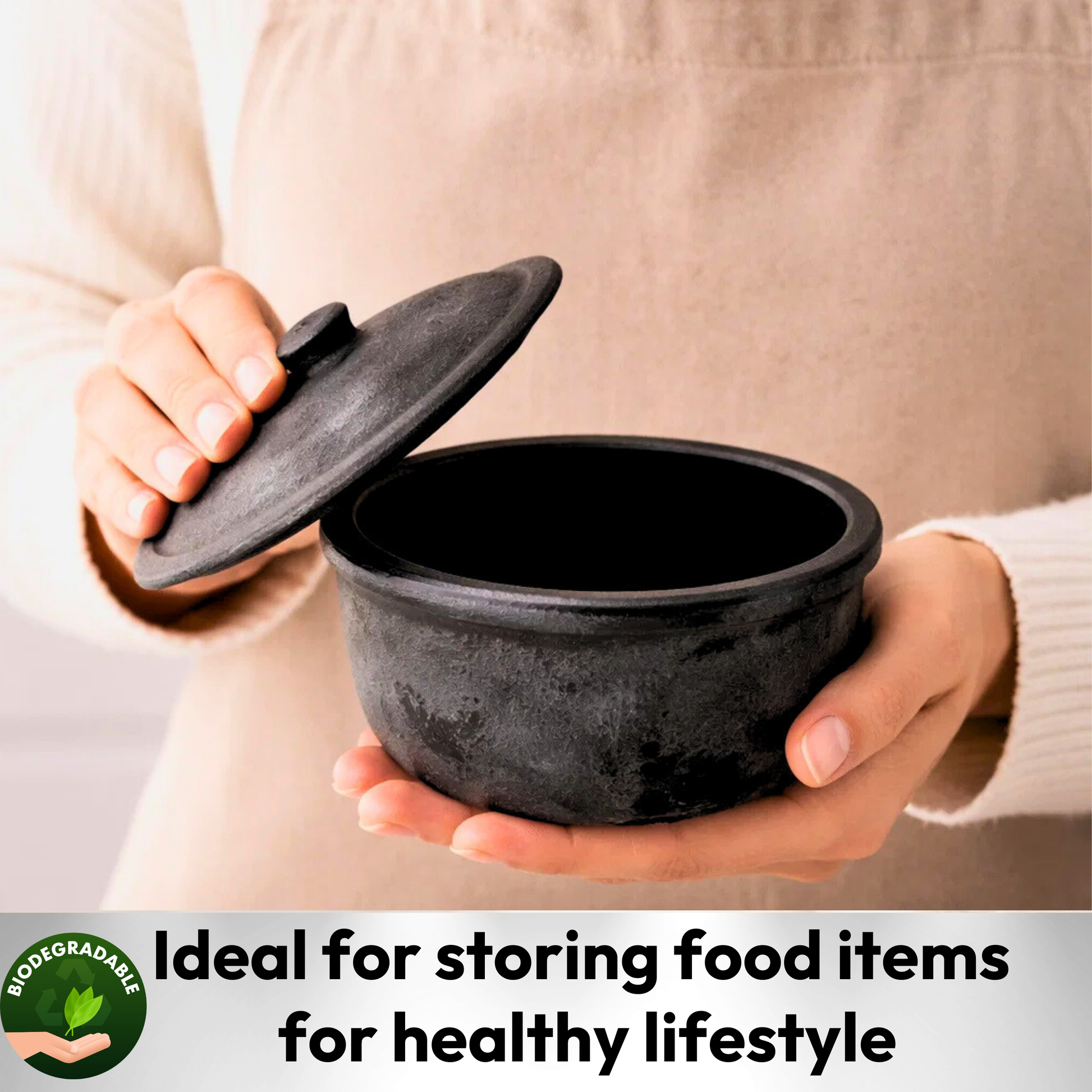 black clay pickle container