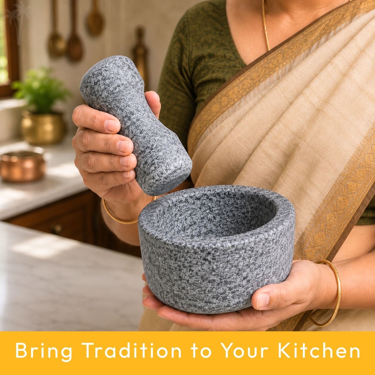 Stone Mortar Pestle with Lid –