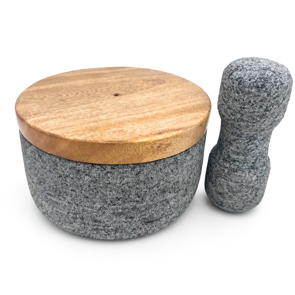 Stone Mortar Pestle with Lid 