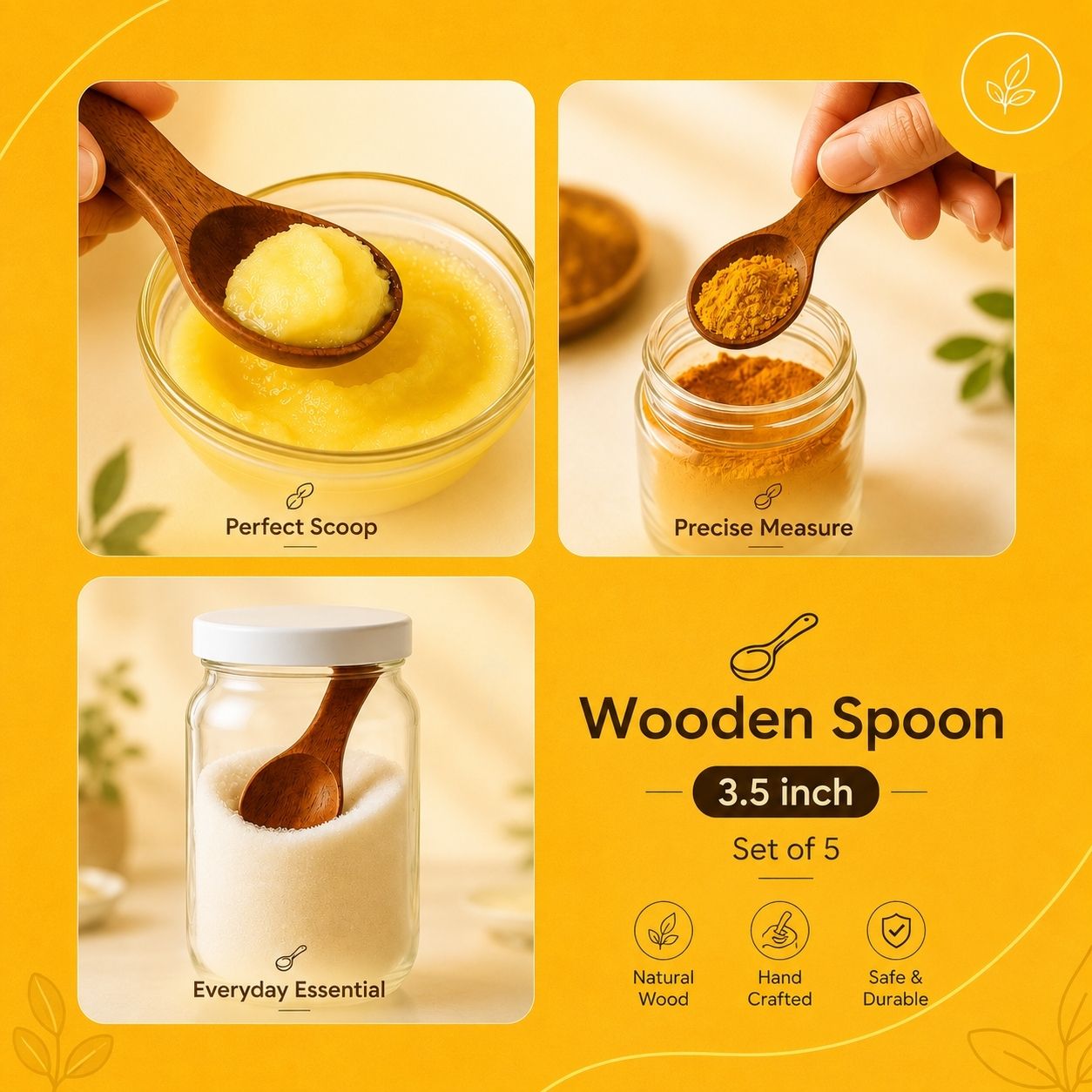 Wooden Spoon Set of 10 – 5 Inch & 3.5 Inch Kitchen Spoons