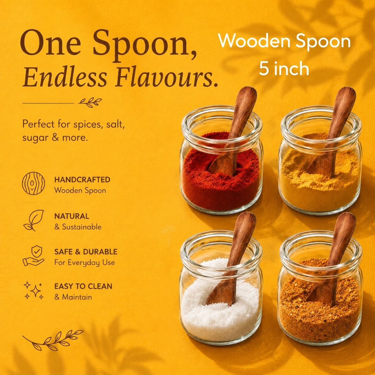 Wooden Spoon Set of 10 – 5 Inch & 3.5 Inch Kitchen Spoons