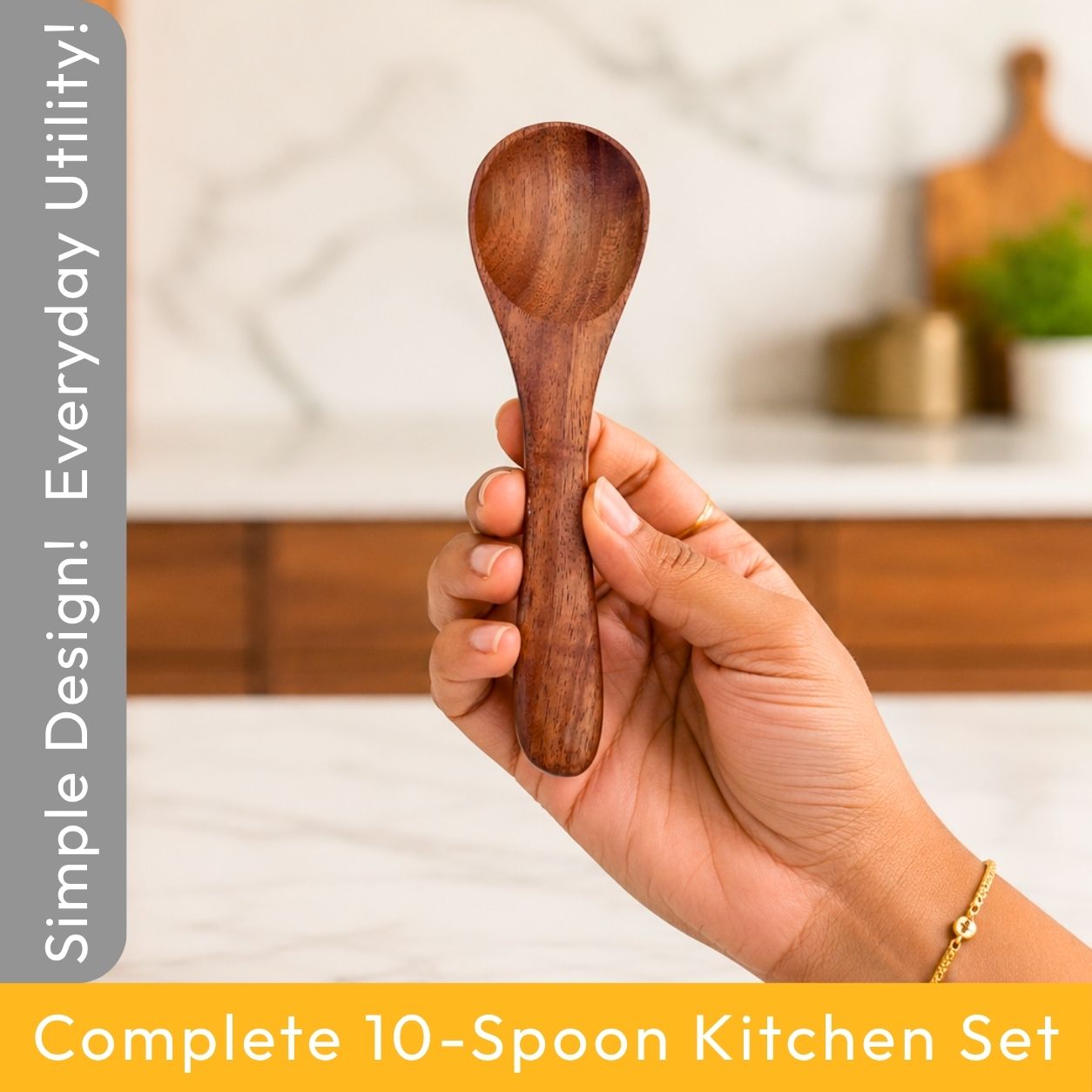 Neem Wood Spoon Set – 10 Pcs, 5 Inch Handcrafted Kitchen Spoons