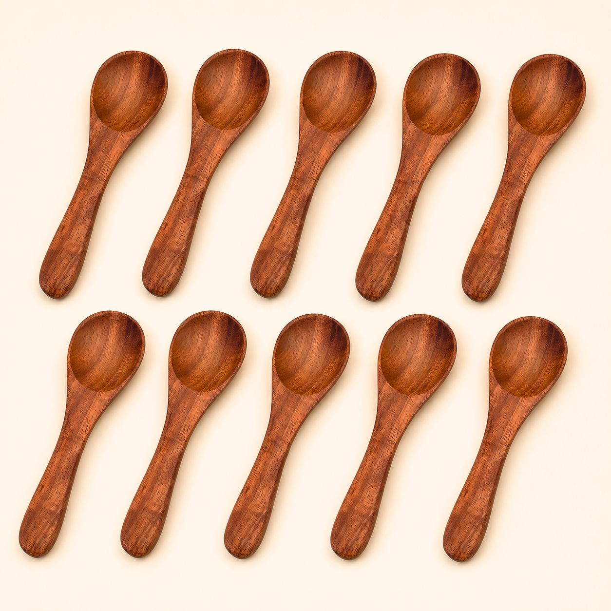 Neem Wood Spoon Set – 10 Pcs, 5 Inch Handcrafted Kitchen Spoons