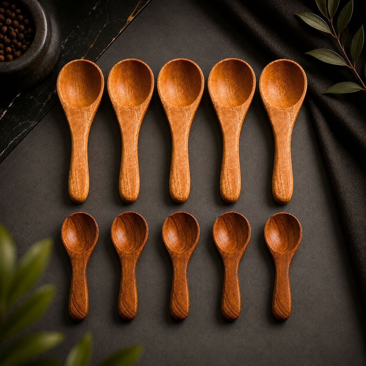 Wooden Spoon Set of 10 – 5 Inch & 3.5 Inch Kitchen Spoons