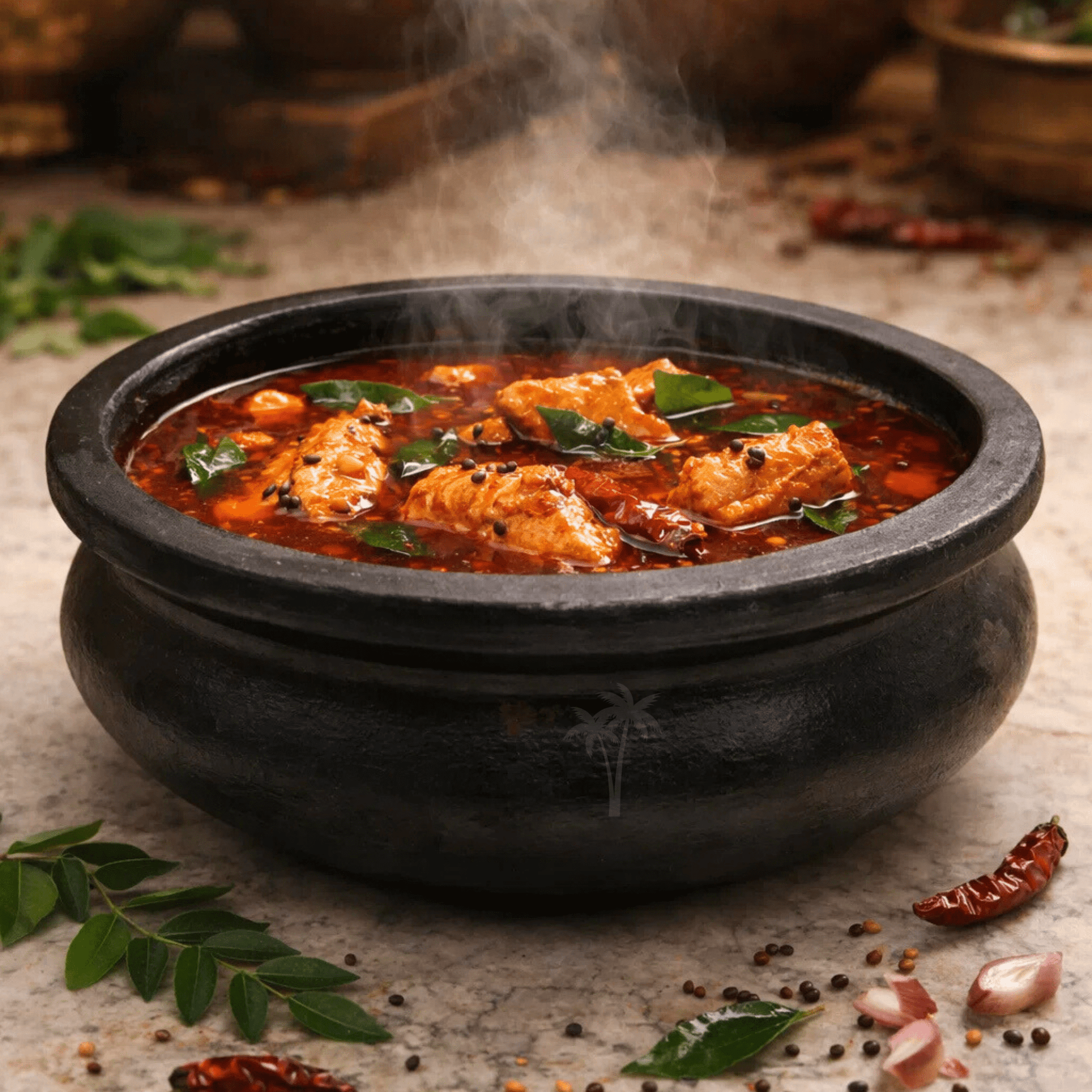 Black Clay Curry Pot | Meen Kulambu Satti Terracotta Cookware for Fish Curry & Gravies - Twin Palmyra