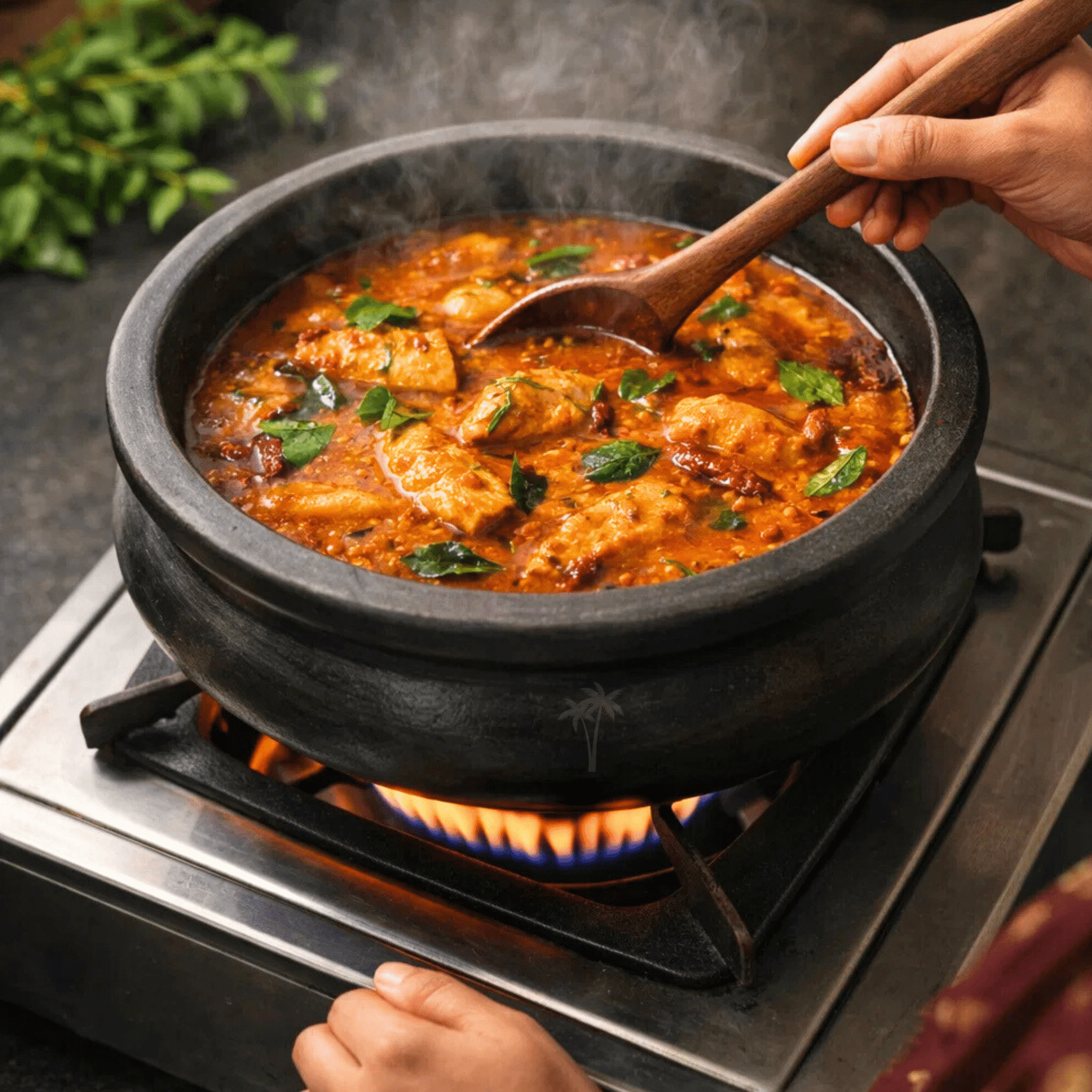 Black Clay Curry Pot | Meen Kulambu Satti Terracotta Cookware for Fish Curry & Gravies - Twin Palmyra
