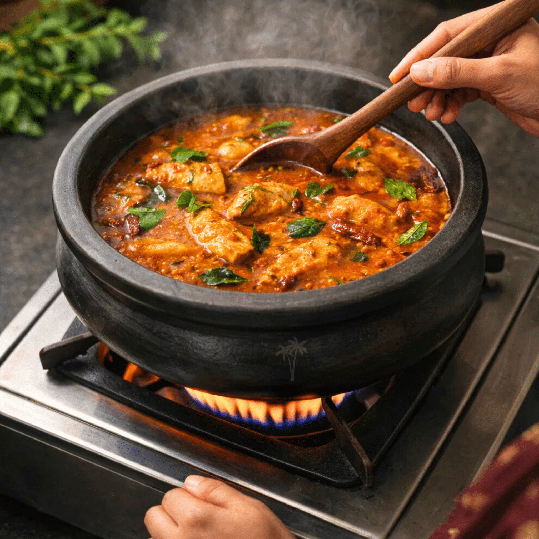 Black Clay Curry Pot | Meen Kulambu Satti Terracotta Cookware for Fish Curry & Gravies - Twin Palmyra