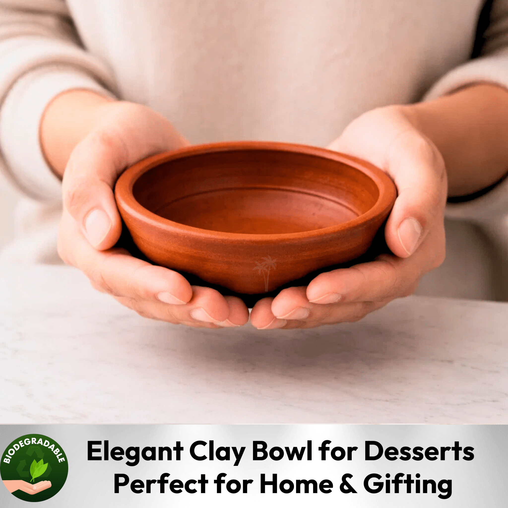 Clay Bowl for Desserts - Set of 4 | Handmade Terracotta Bowls for Ice Cream, Kheer & Payasam Serving - Twin Palmyra