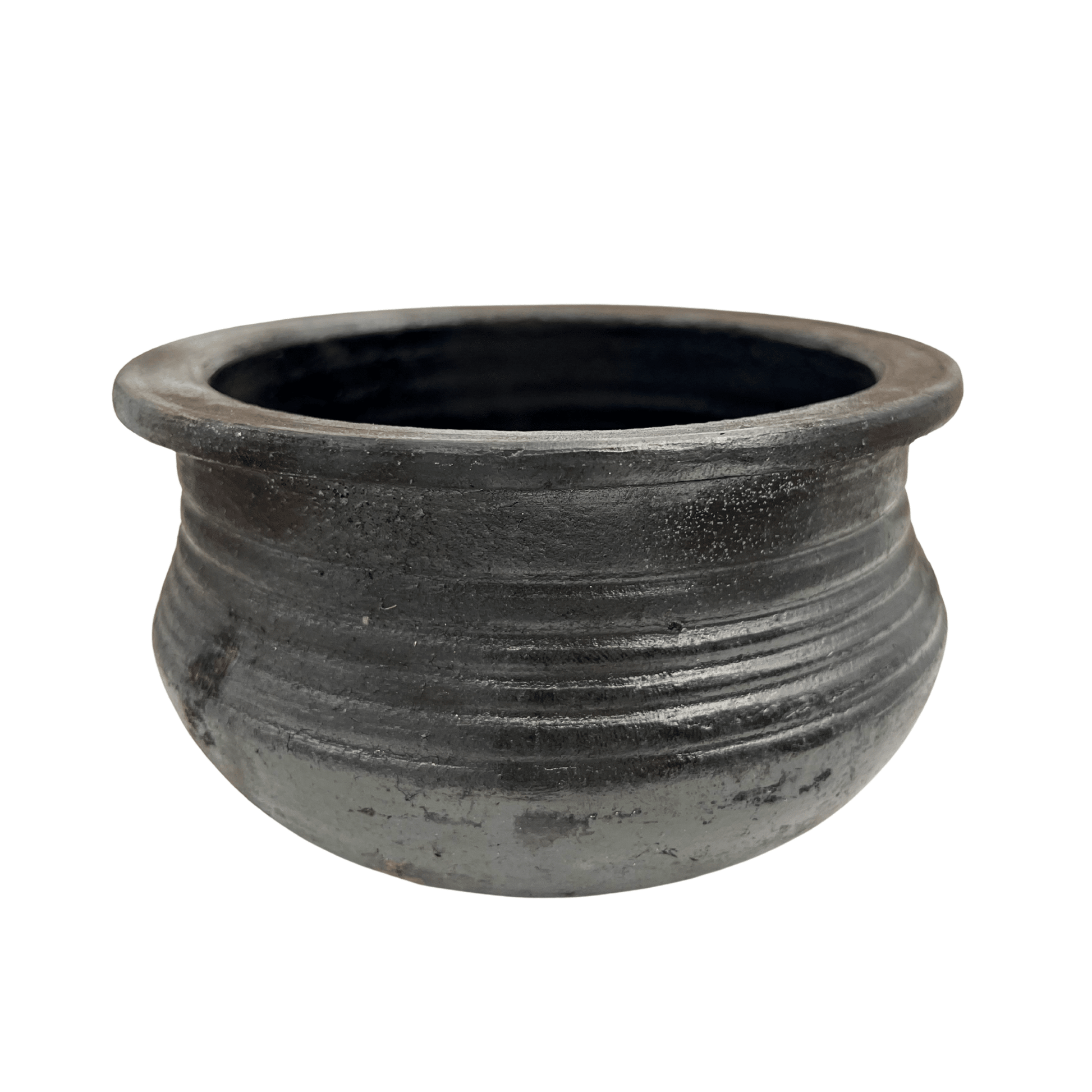 Clay Dhal Pot Black| Paruppu Satti & Keerai Satti | Terracotta Cookware for Healthy Cooking - Twin Palmyra
