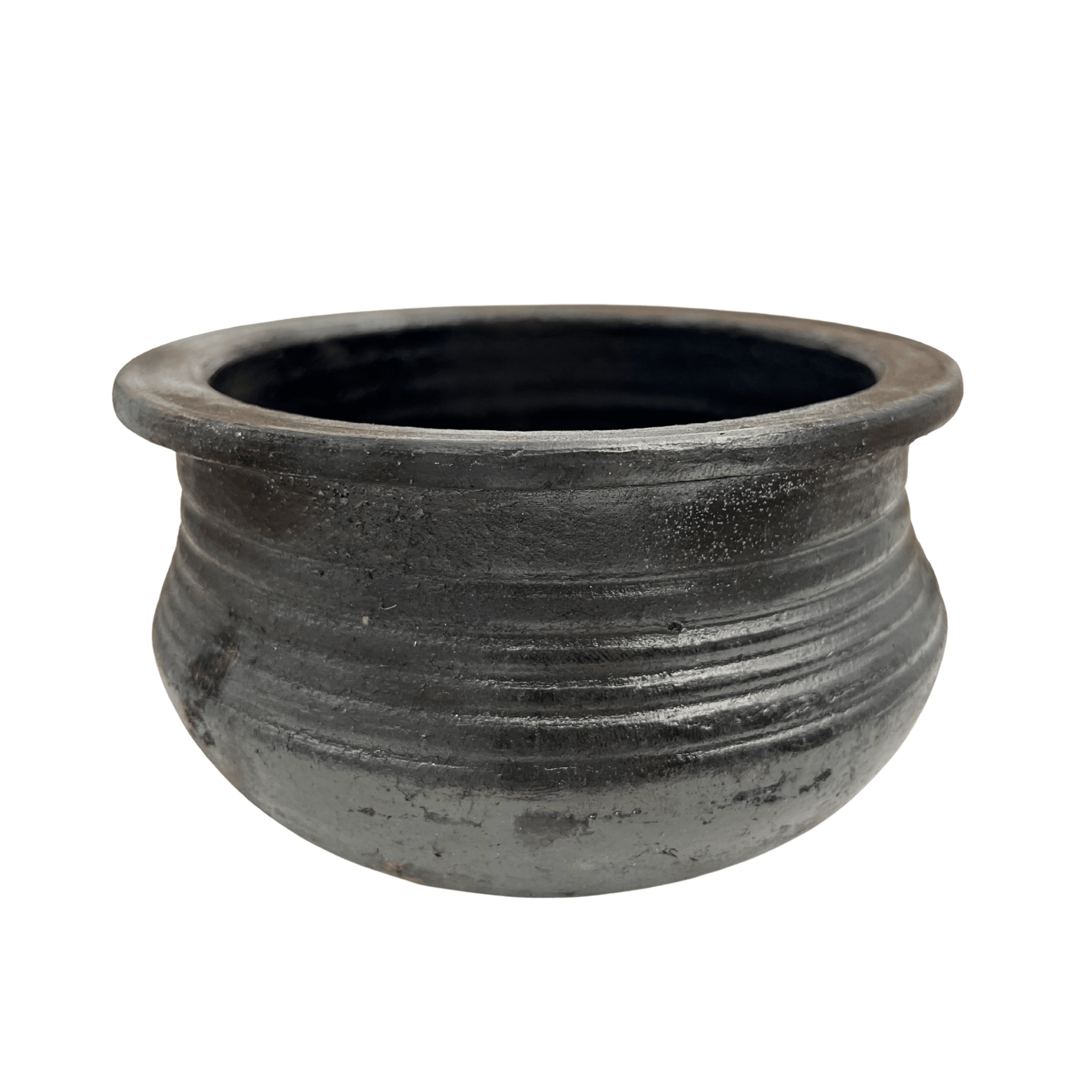 Clay Dhal Pot Black| Paruppu Satti & Keerai Satti | Terracotta Cookware for Healthy Cooking - Twin Palmyra