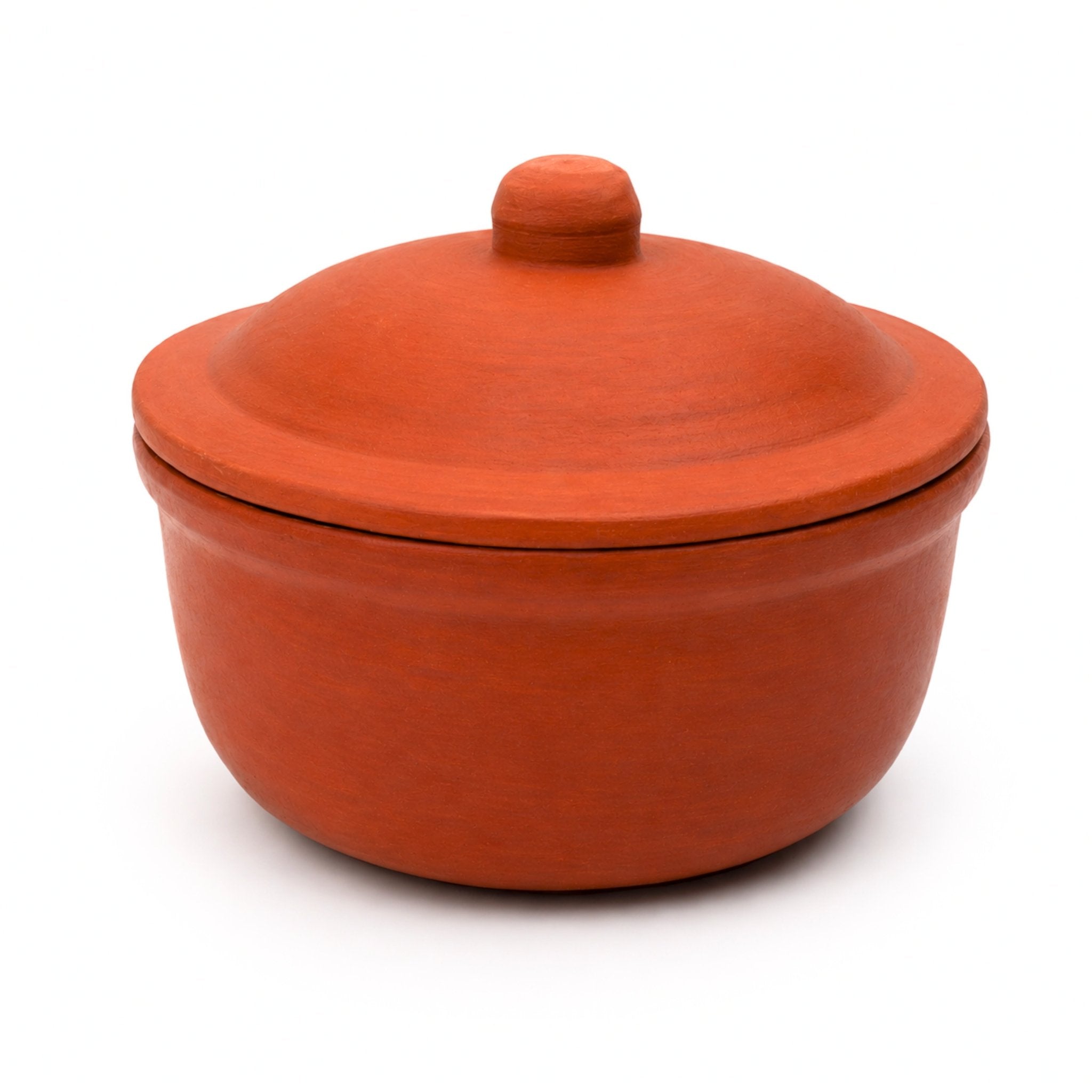 Clay Serving Pot Brown 500 ML – Handmade Terracotta with Lid - Twin Palmyra