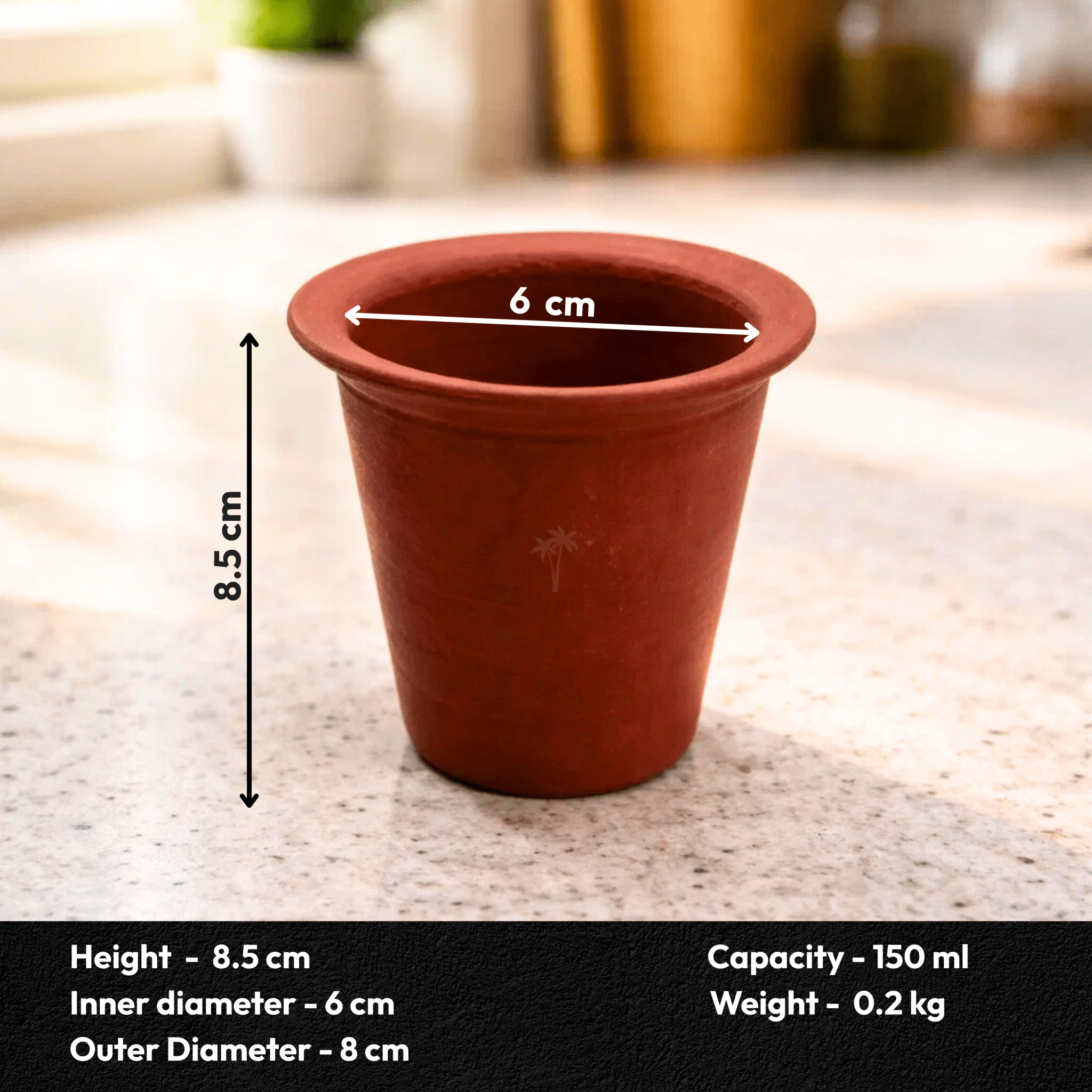Clay Tumbler | Brown - Set of 4 | Handmade Terracotta Drinking Glasses for Water, Lassi & Buttermilk
