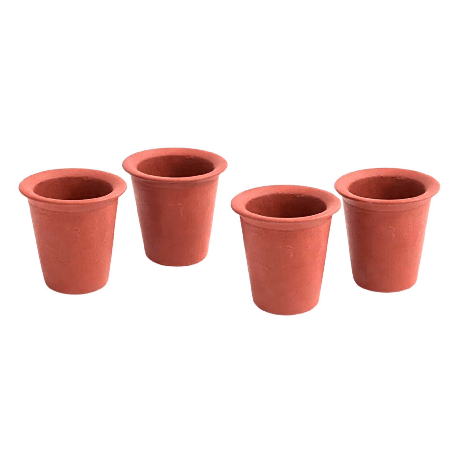 Clay Tumbler | Brown - Set of 4 | Handmade Terracotta Drinking Glasses for Water, Lassi & Buttermilk