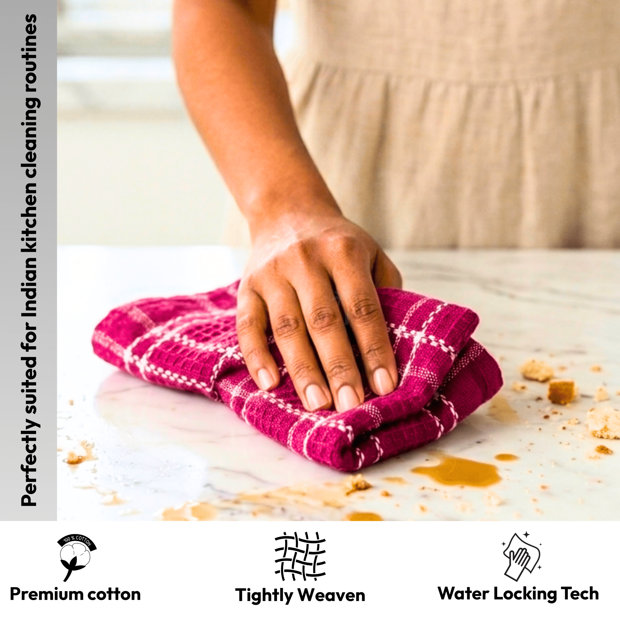 Cotton Kitchen Towels | Set of 9 | - Twin Palmyra