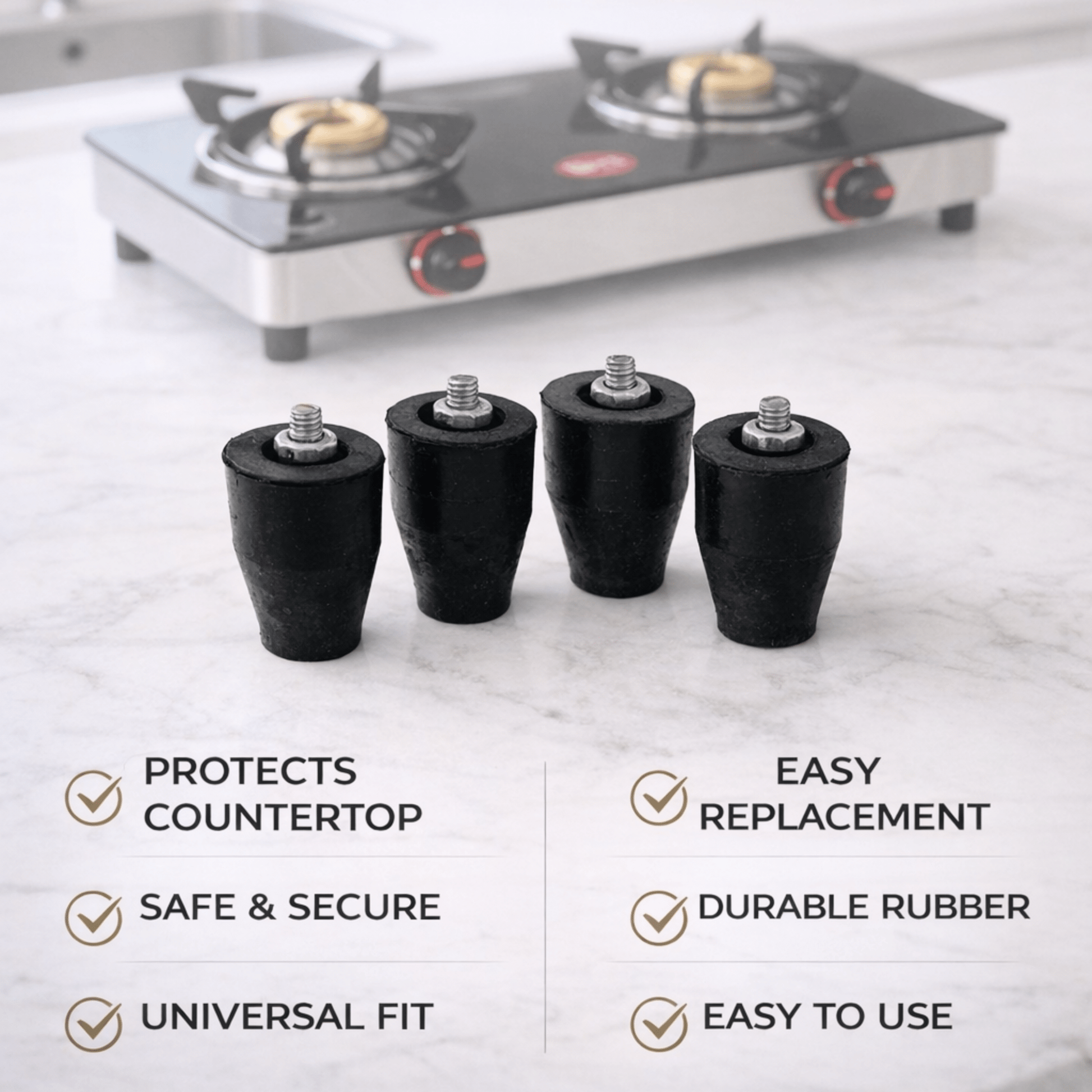 Gas stove Rubber Leg | Pack of 4 | Universal Fit for All Gas Stoves - Twin Palmyra