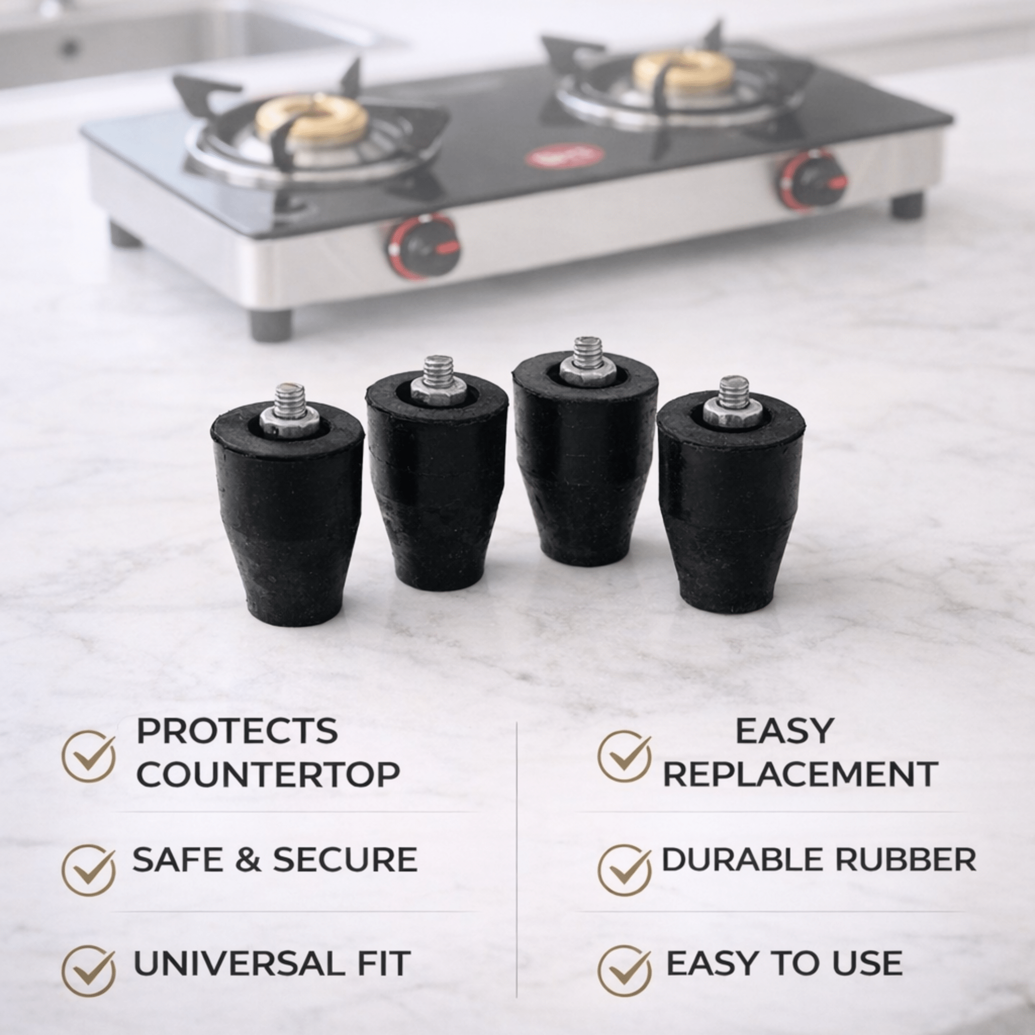 Gas stove Rubber Leg | Pack of 4 | Universal Fit for All Gas Stoves - Twin Palmyra