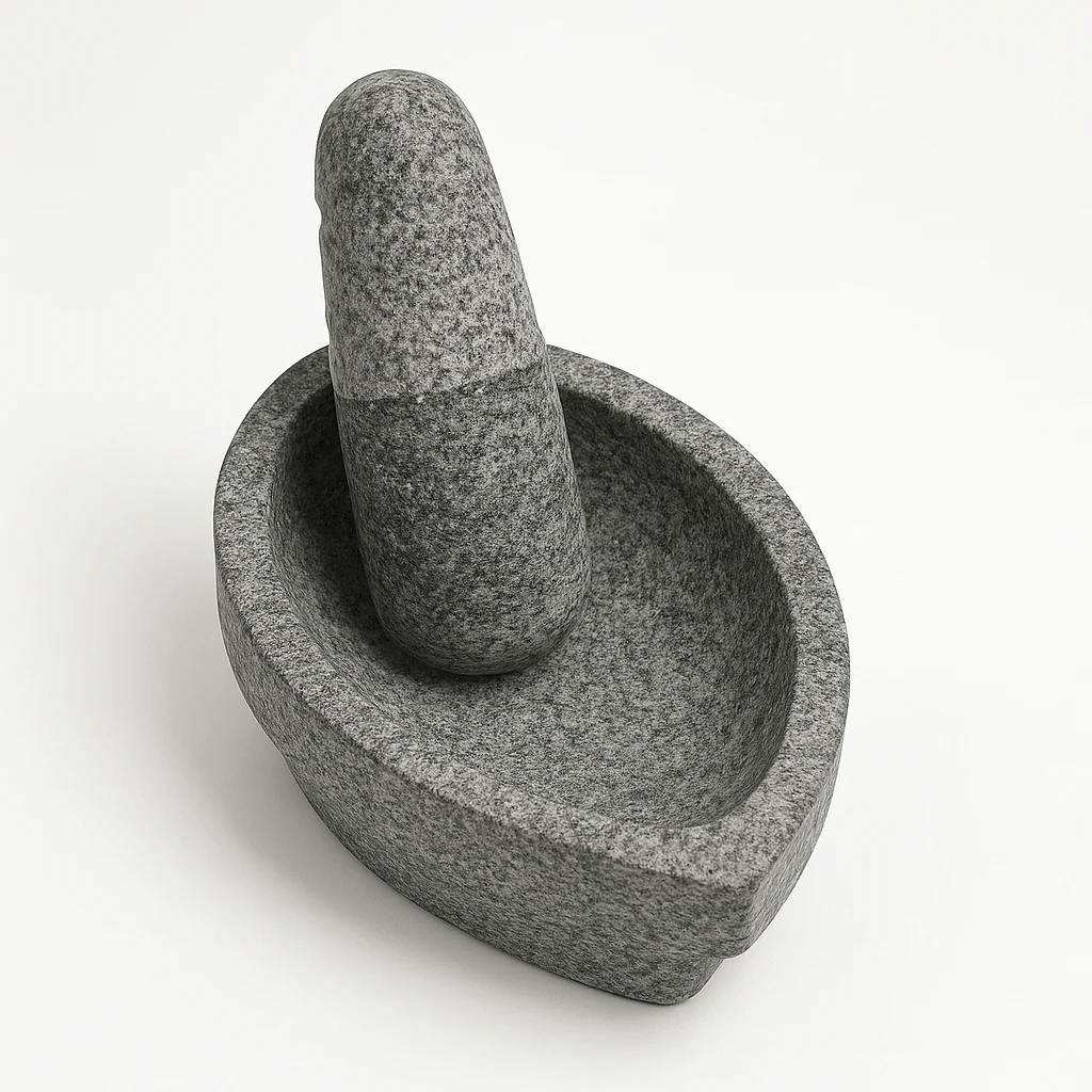 Kalvam Stone Mortar and Pestle Boat Shape - 8 Inch - Twin Palmyra