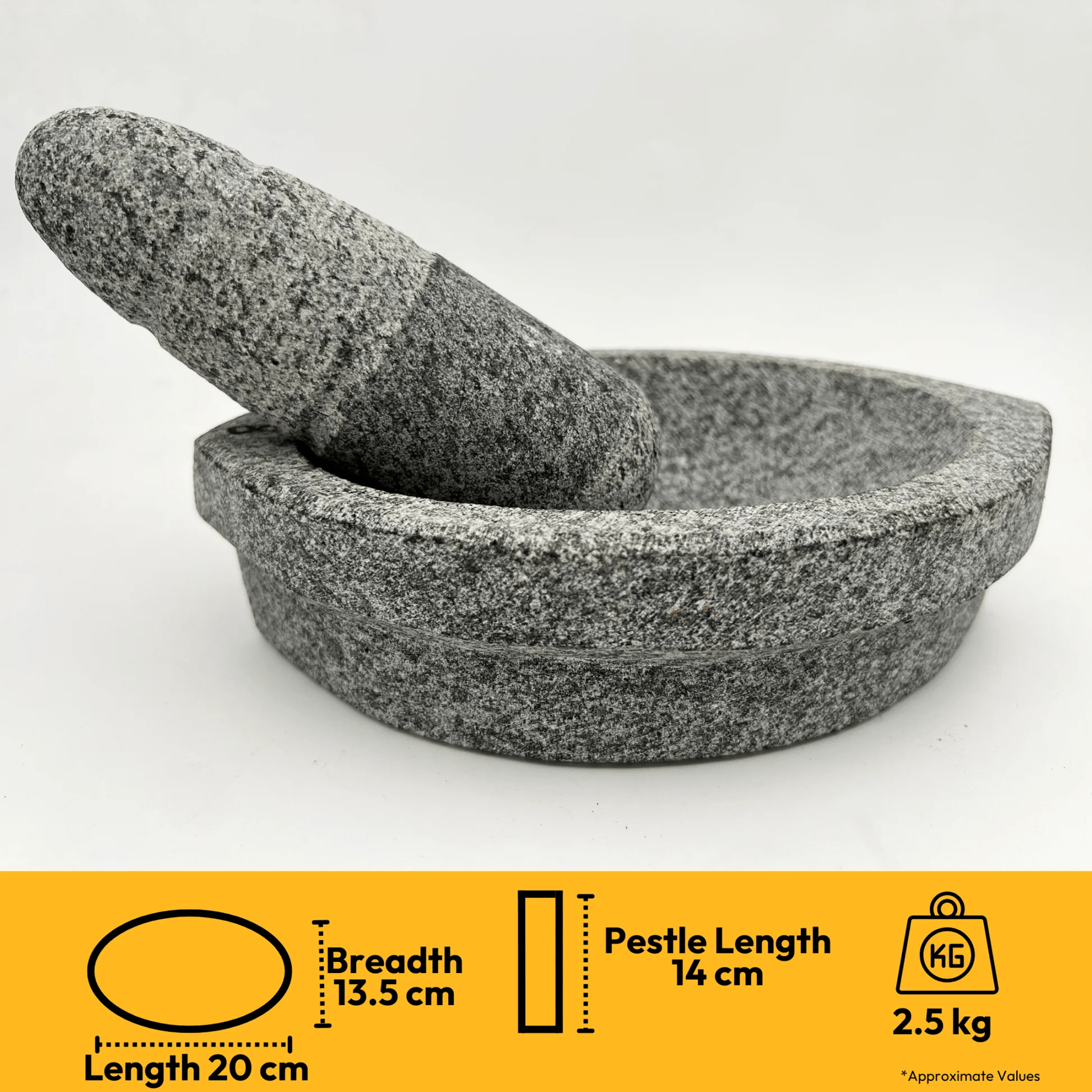 Kalvam Stone Mortar and Pestle Boat Shape - 8 Inch - Twin Palmyra