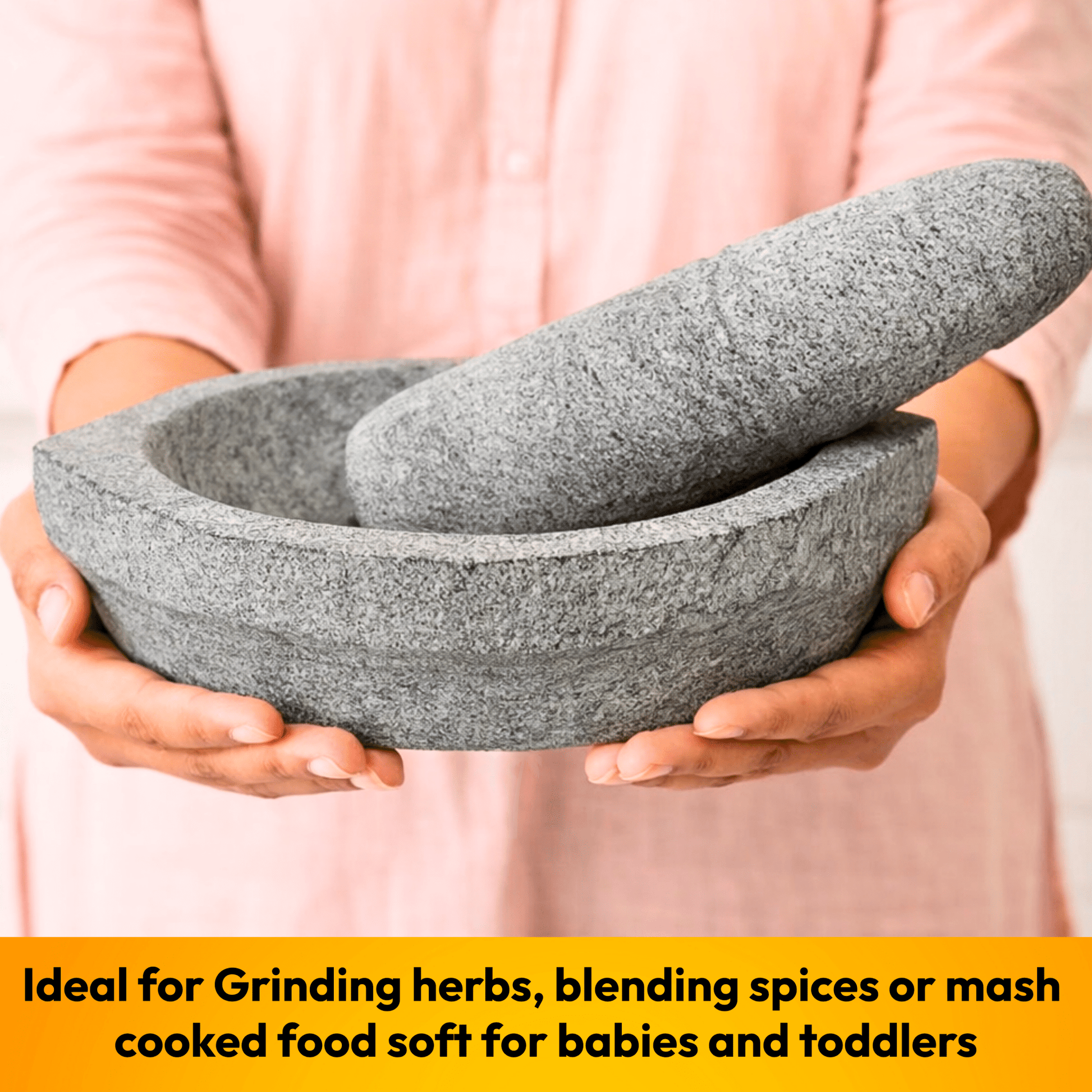Kalvam Stone Mortar and Pestle for Herbs - Boat Shape (Big) - Twin Palmyra